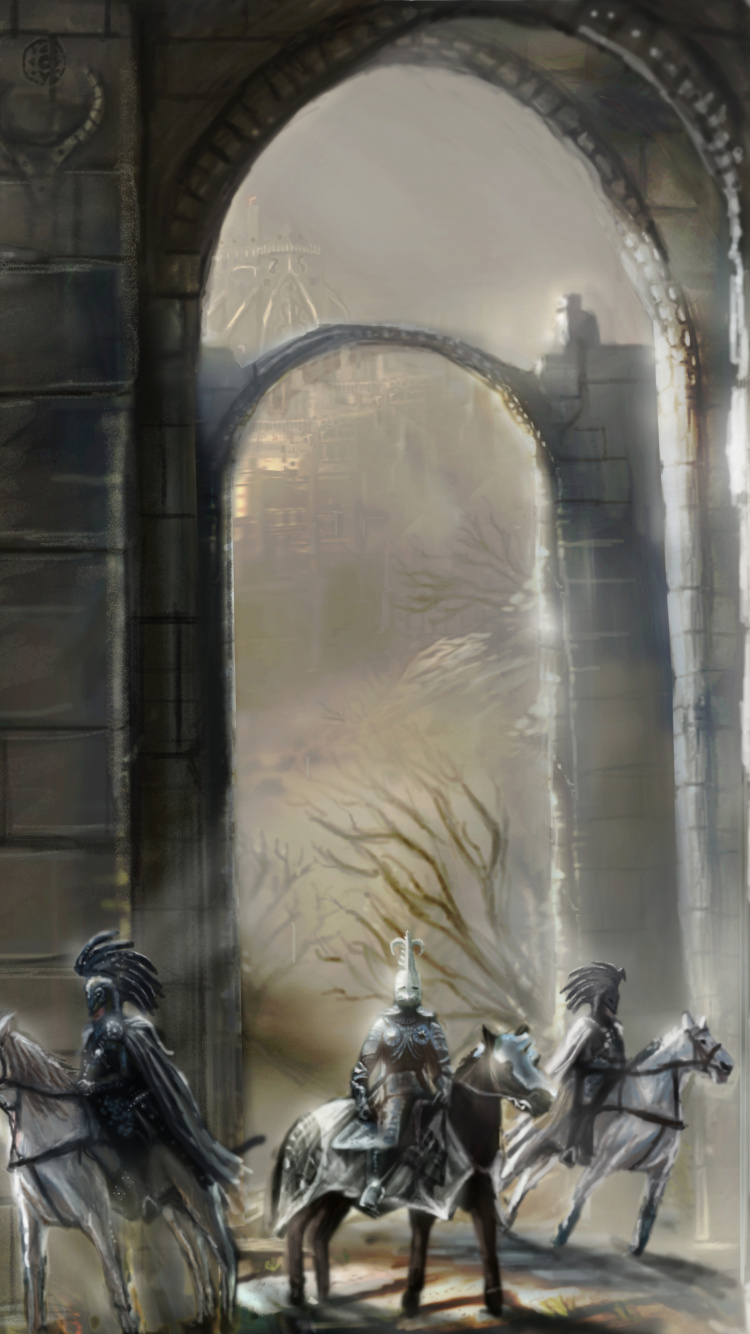 Обои фэнтези, рыцарь, спекулятивная фантастика, святое место, арка в разрешении 750x1334