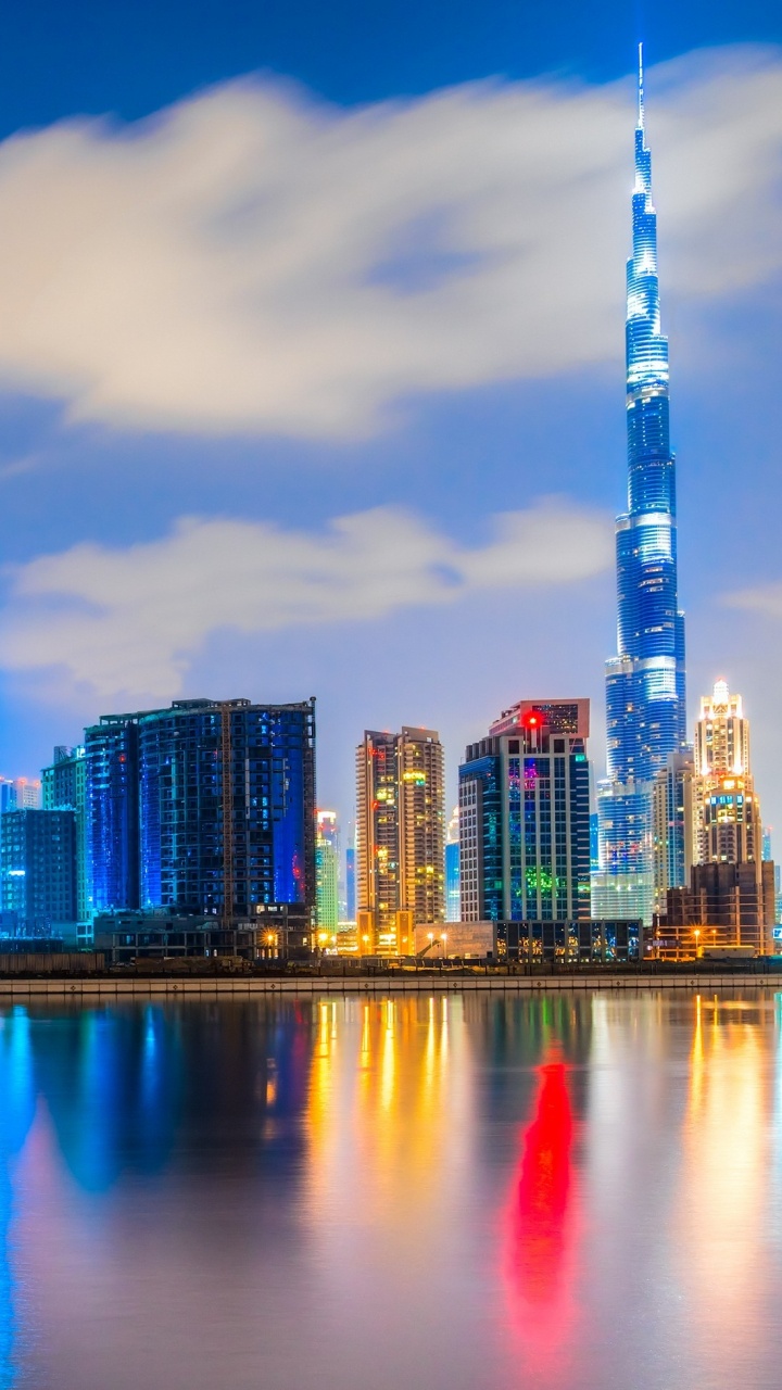 Обои Бурдж Халифа, город, городской пейзаж, линия горизонта, метрополия в разрешении 720x1280