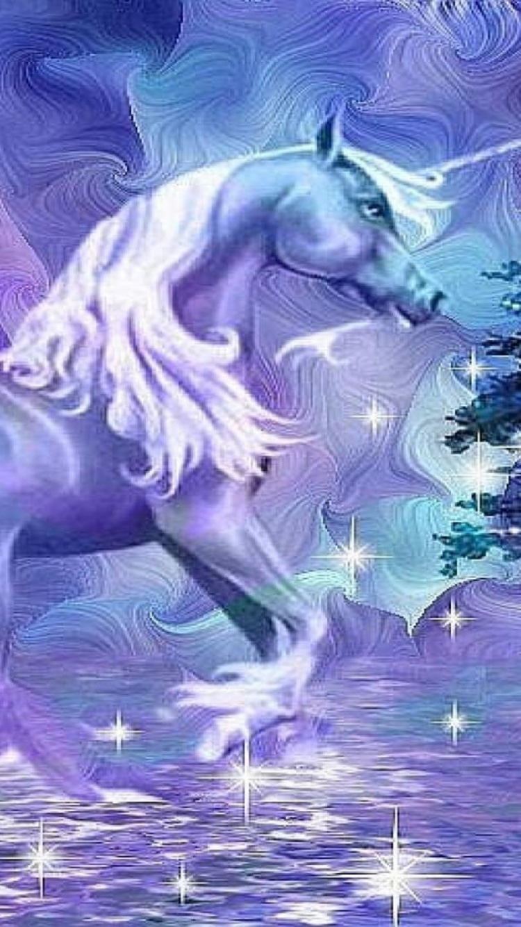 Обои единорог, фэнтези, пурпур, Фиолетовый, конь в разрешении 750x1334