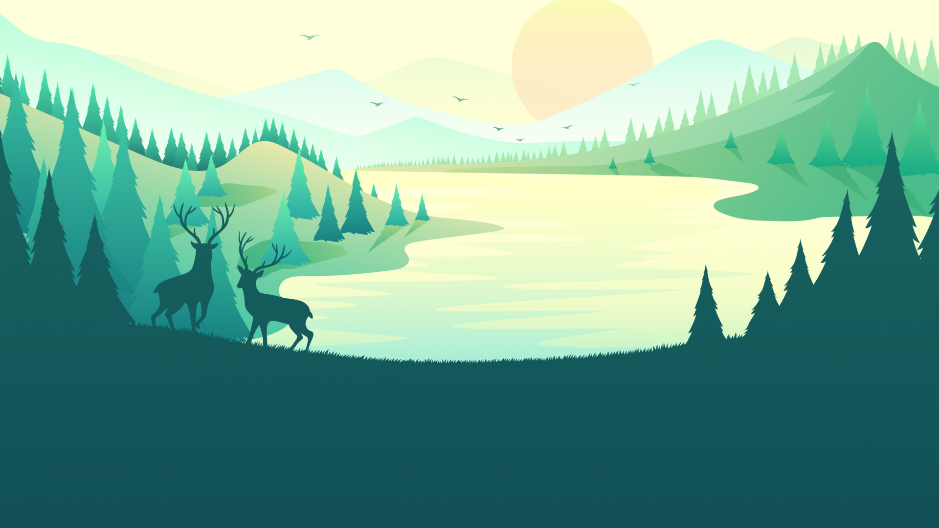 Обои природный ландшафт, нагорье, гора, арт, сенокосное угодье в разрешении 1920x1080