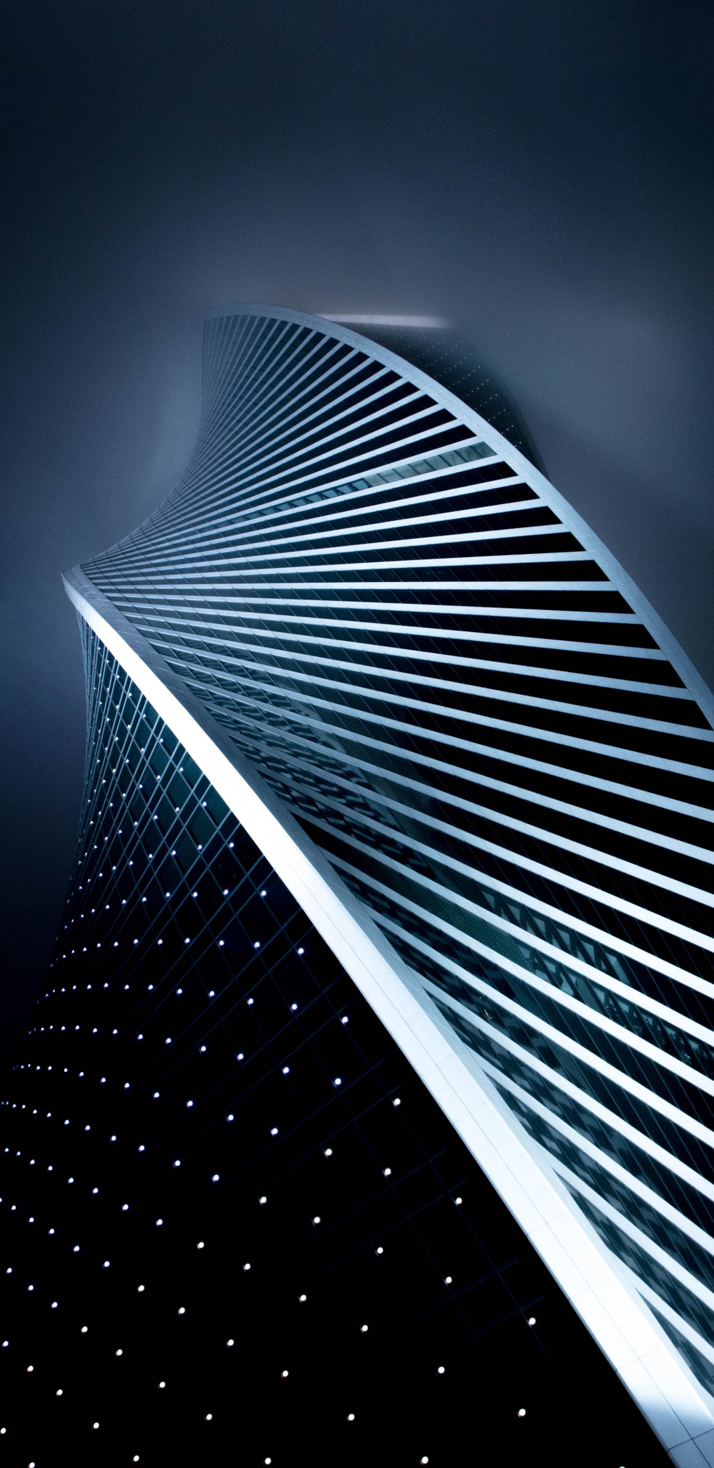 Обои синий, архитектура, линия, небоскреб, дизайн в разрешении 1440x2960