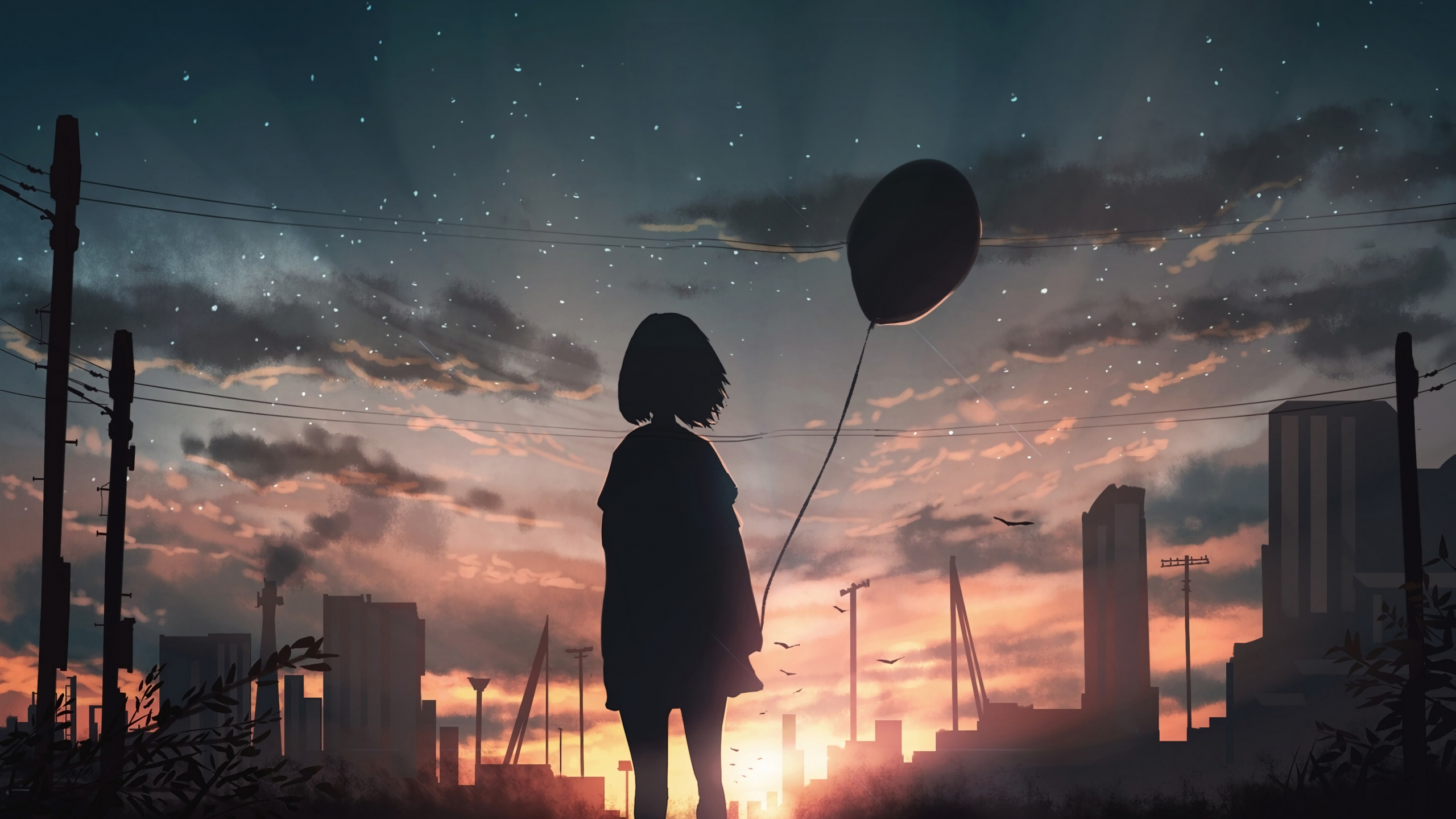 Обои аниме, арт, облако, атмосфера, мир в разрешении 2560x1440