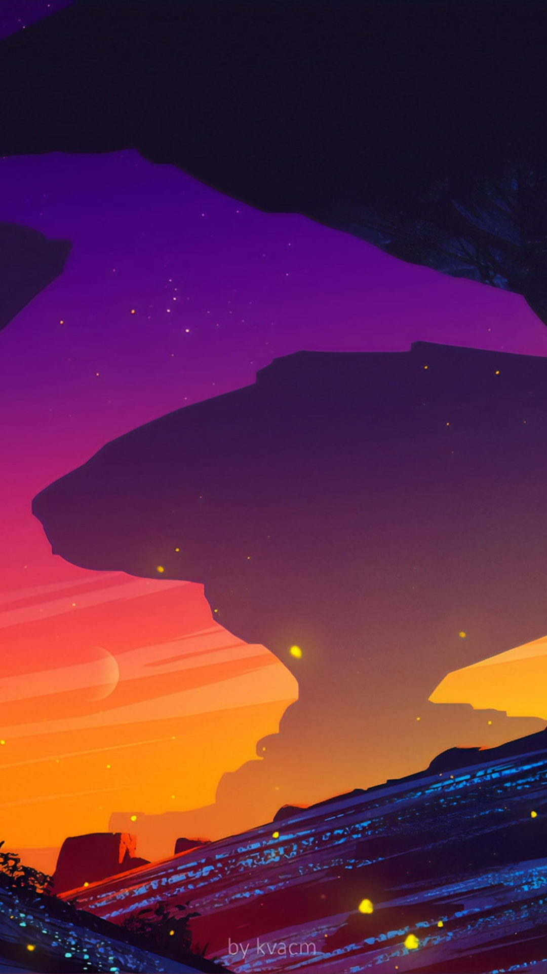 Обои Synthwave, цифровое искусство, иллюстрация, произведение искусства, рисование в разрешении 1080x1920