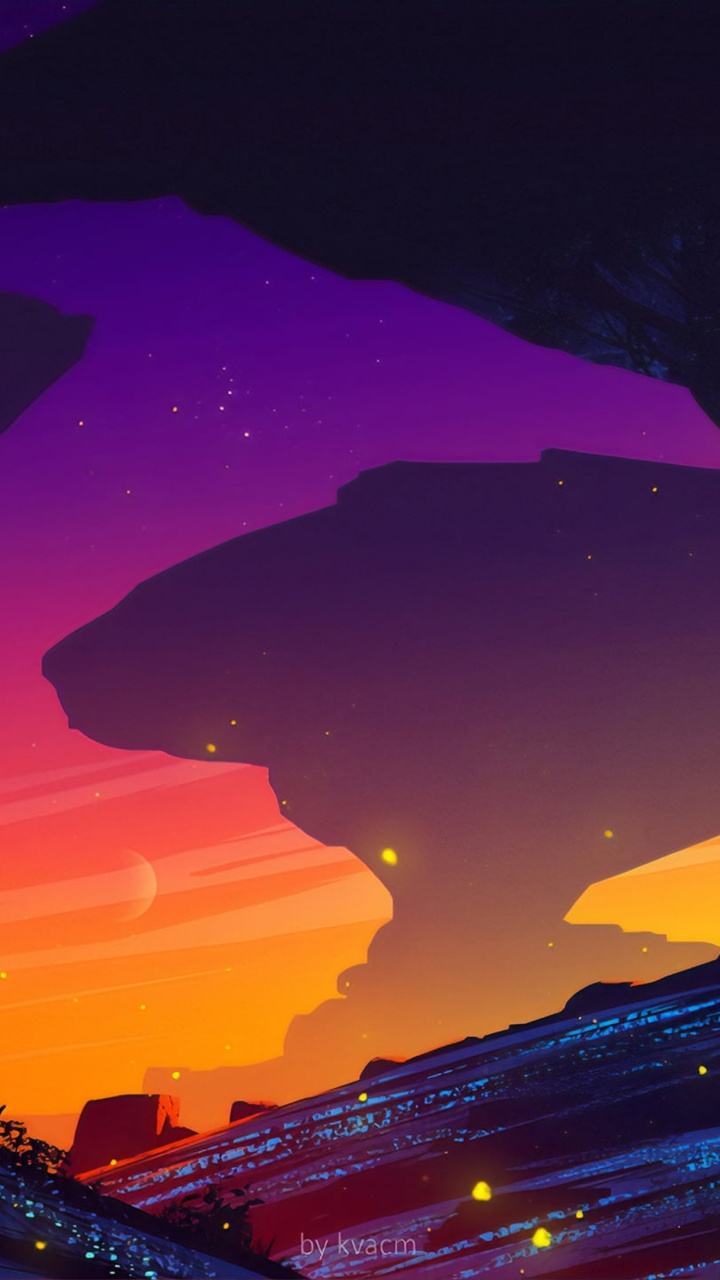 Обои Synthwave, цифровое искусство, иллюстрация, произведение искусства, рисование в разрешении 720x1280