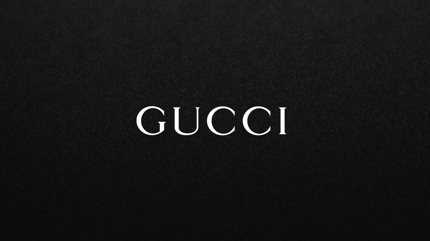 Обои графика, лого, Гуччи, марка, текст в разрешении 1366x768