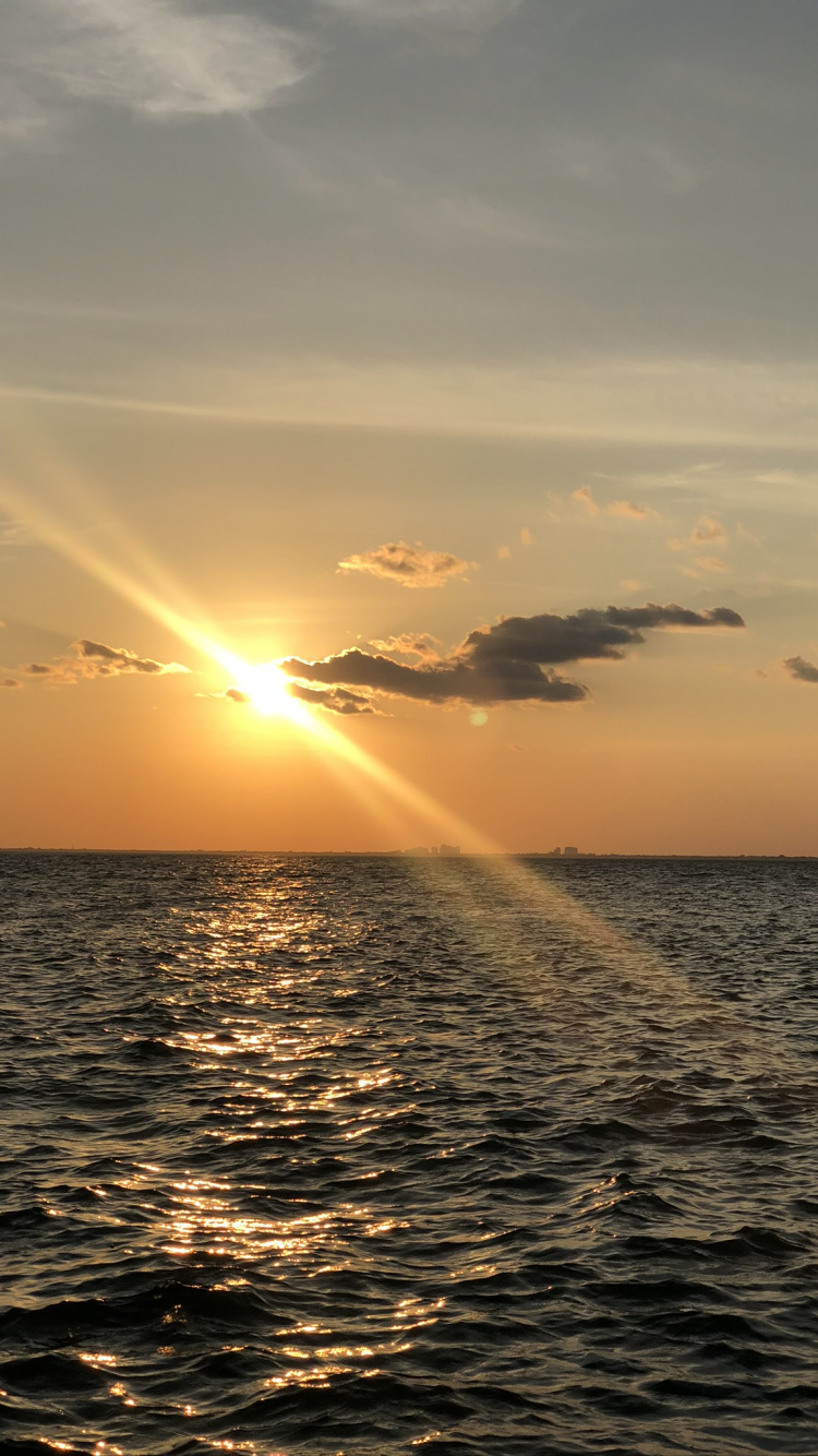 Обои море, вода, закат, жидкость, жидкий в разрешении 750x1334