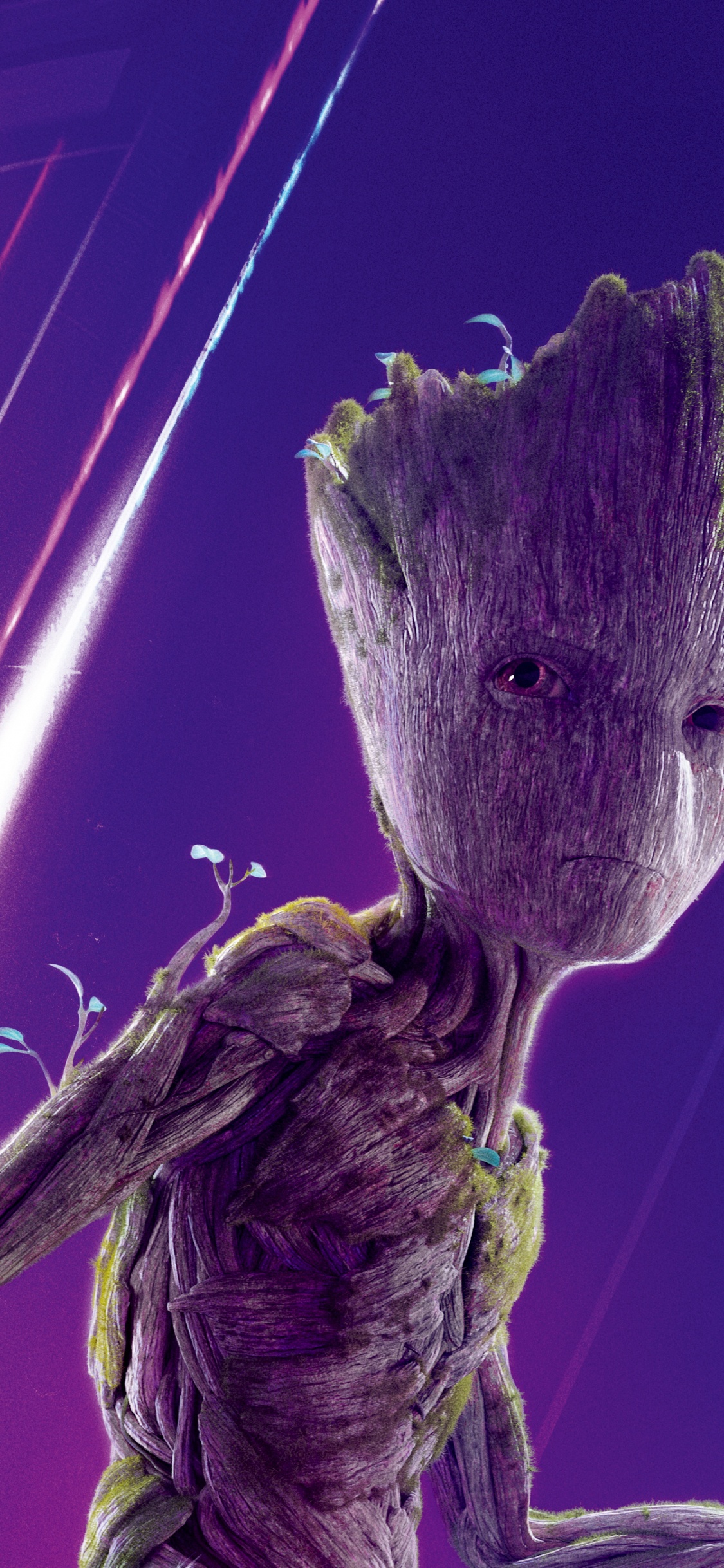 Обои Грут, Реактивный Енот, Танос, пурпур, Фиолетовый в разрешении 1125x2436