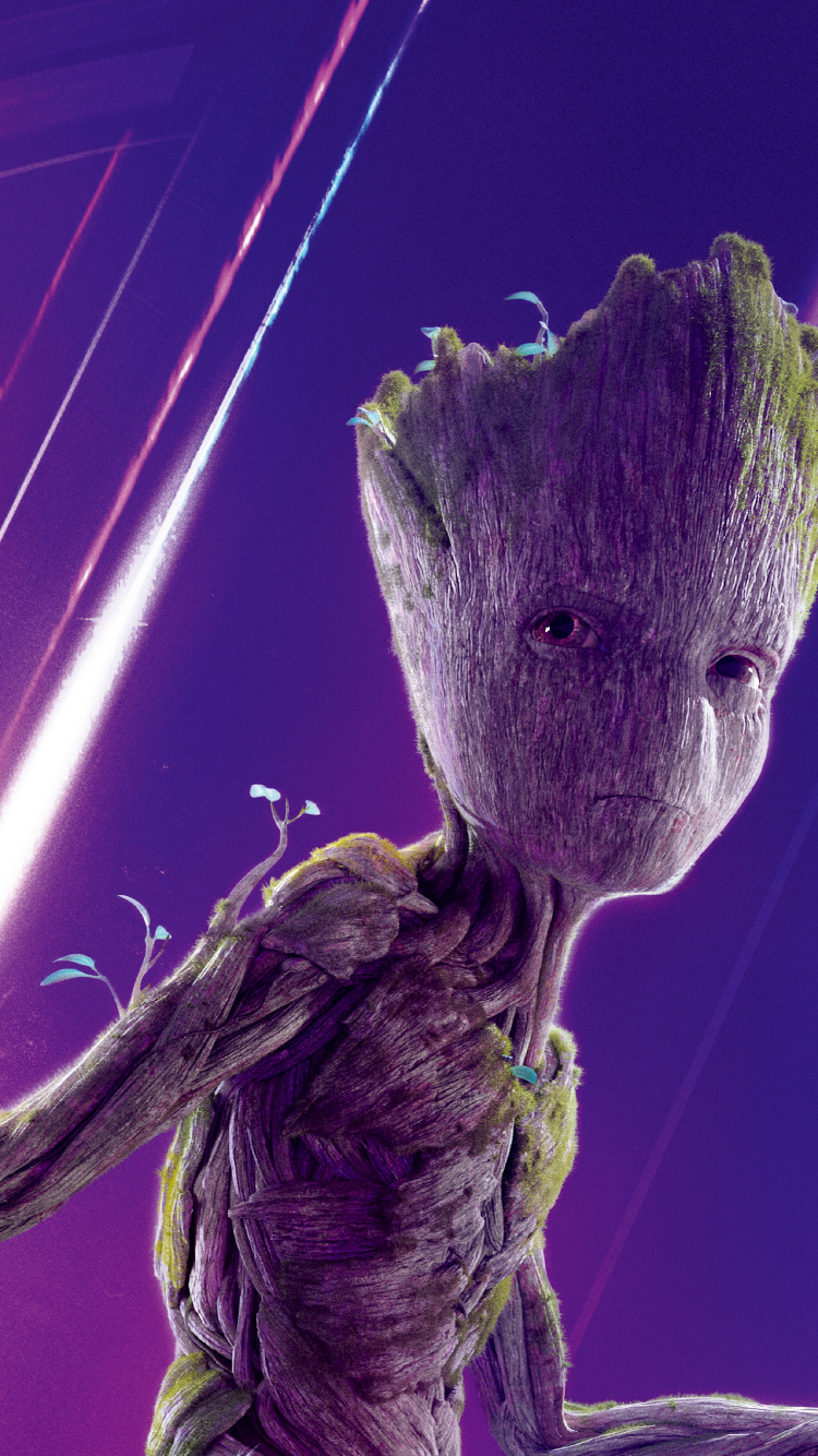 Обои Грут, Реактивный Енот, Танос, пурпур, Фиолетовый в разрешении 750x1334