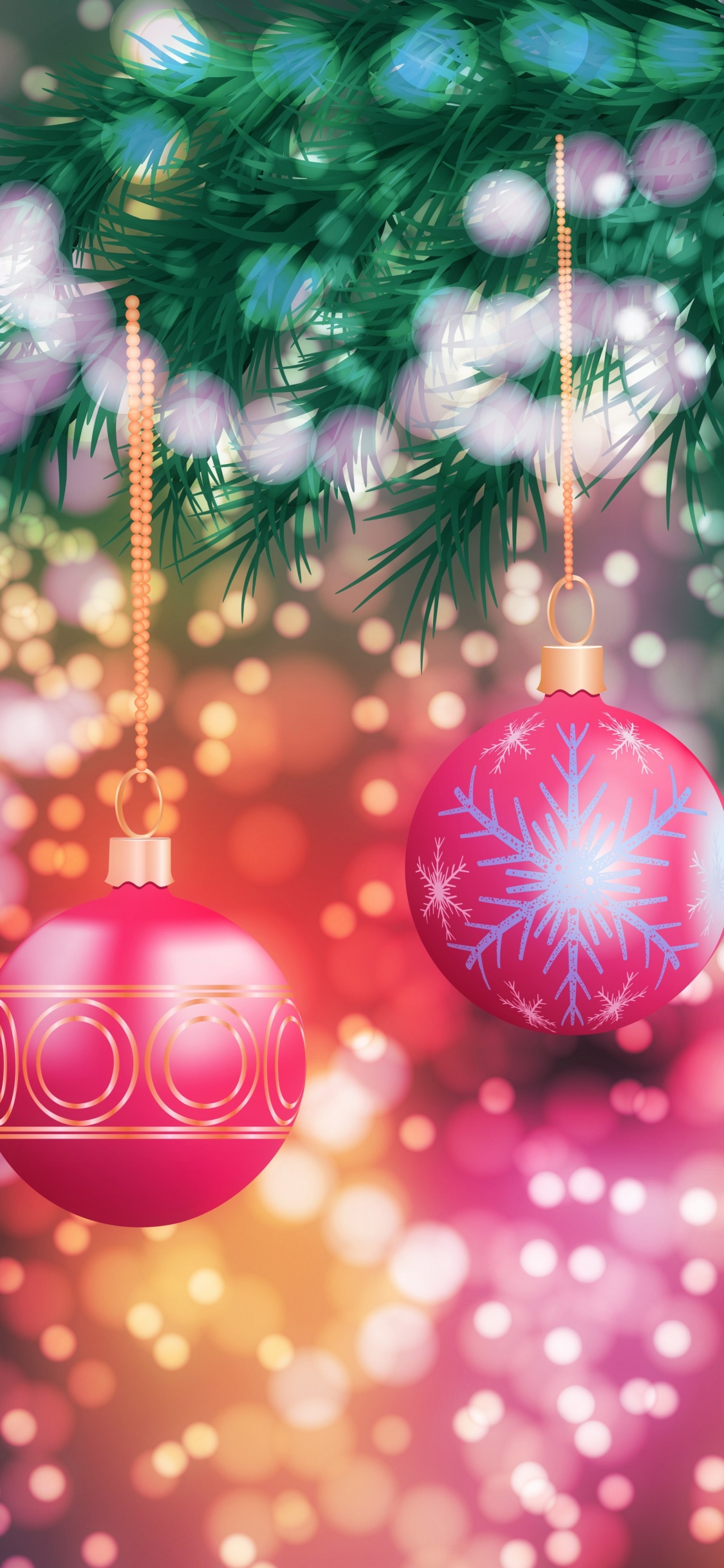 Обои завод, Новый год, рождественский орнамент, елка, Рождественские украшения в разрешении 1125x2436