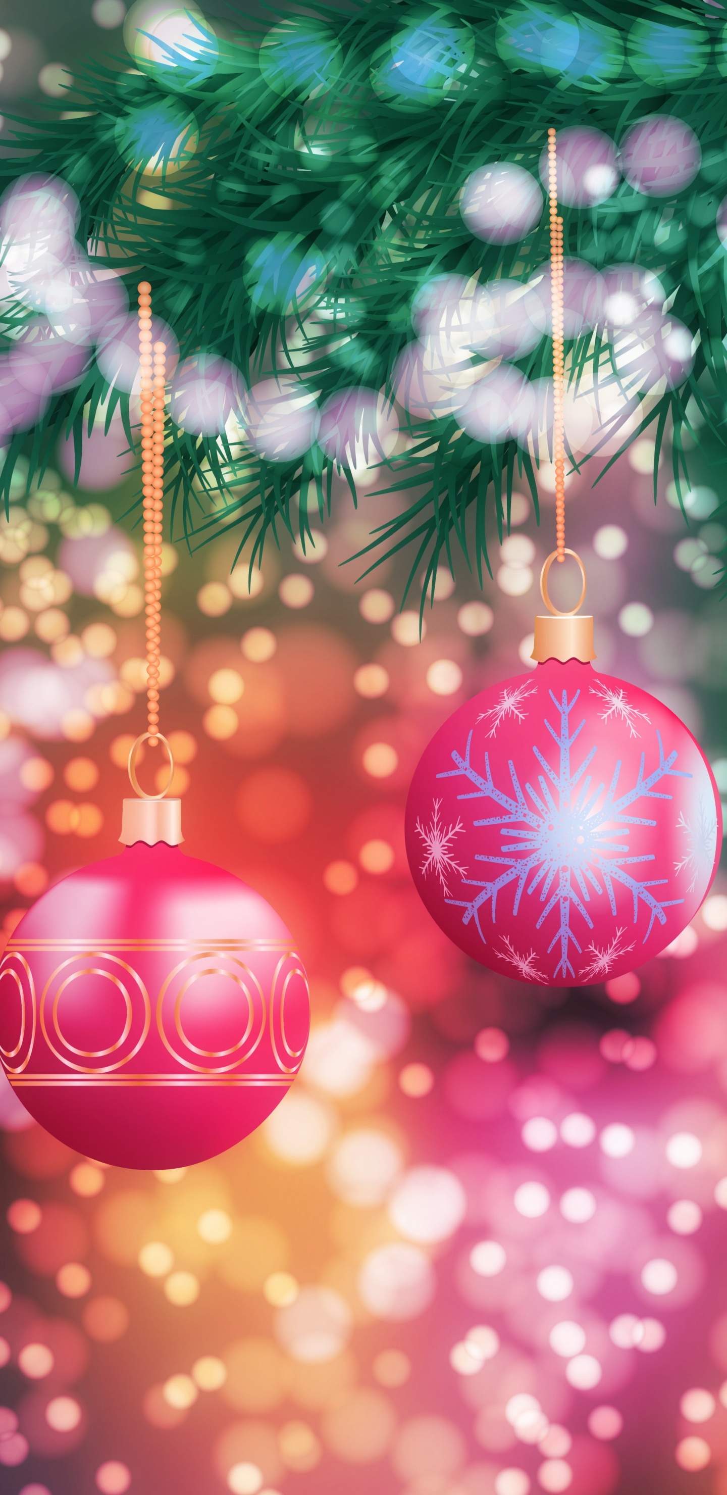 Обои завод, Новый год, рождественский орнамент, елка, Рождественские украшения в разрешении 1440x2960