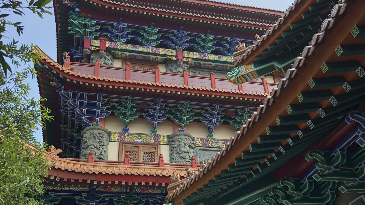 Обои китайская архитектура, архитектура, японская архитектура, ориентир, крыша в разрешении 1280x720