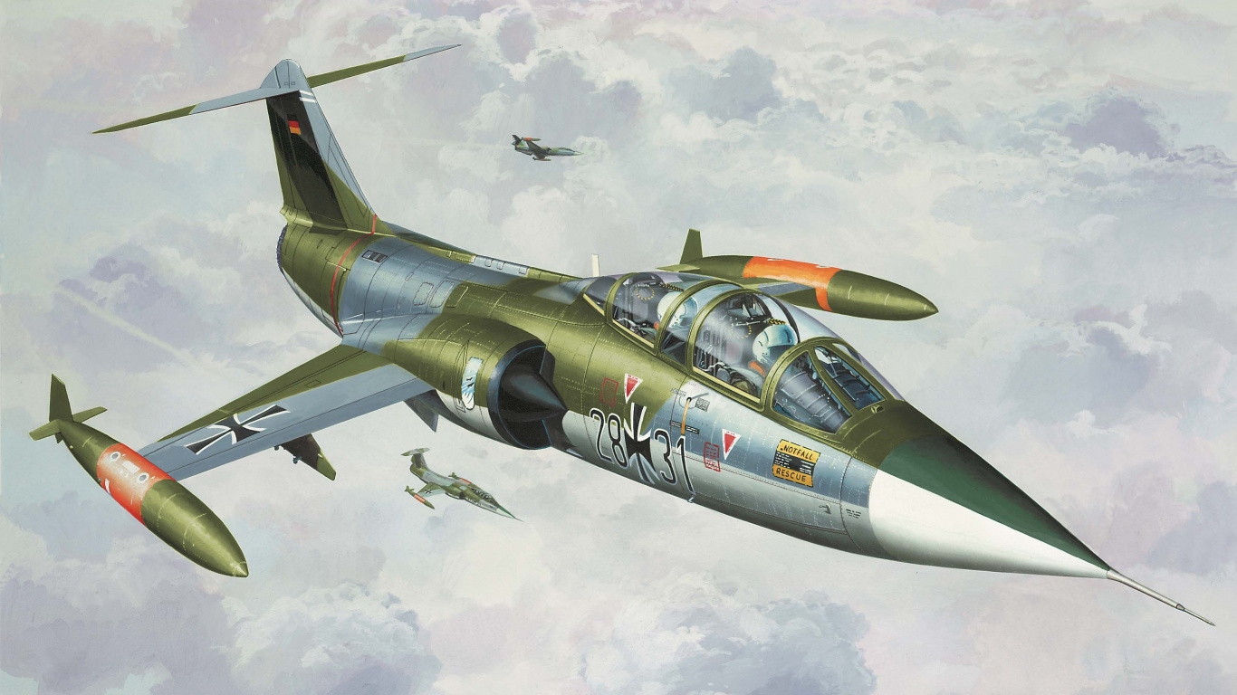 Обои Локхид F-104 Старфайтер, ТФ-104Г, Корпорация Lockheed, военный самолет, самолеты в разрешении 1366x768