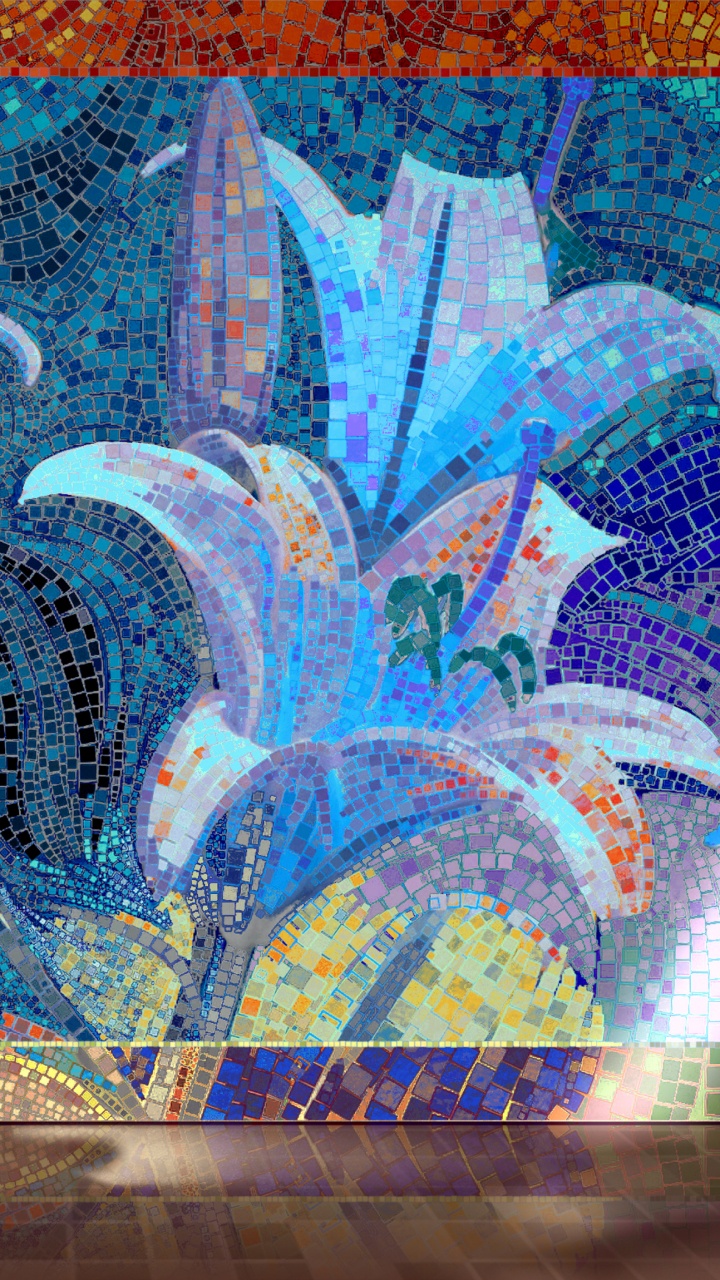 Обои мозаика, синий, арт, живопись, мажорель синий в разрешении 720x1280
