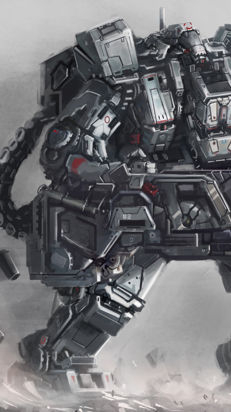 Обои меха, робот, зенитки, гигант, Усама в разрешении 750x1334