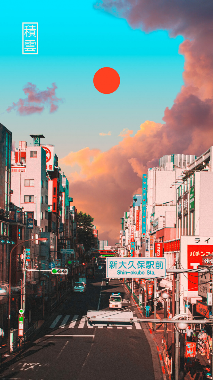 Обои небоскреб, здание, дневное время, облако, легковые автомобили в разрешении 750x1334