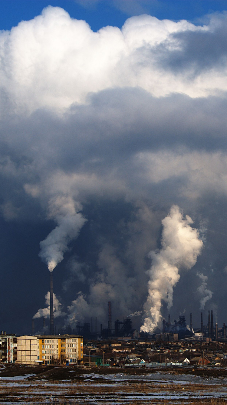 Обои Норильск, город, облако, загрязнение, кучевое облако в разрешении 750x1334