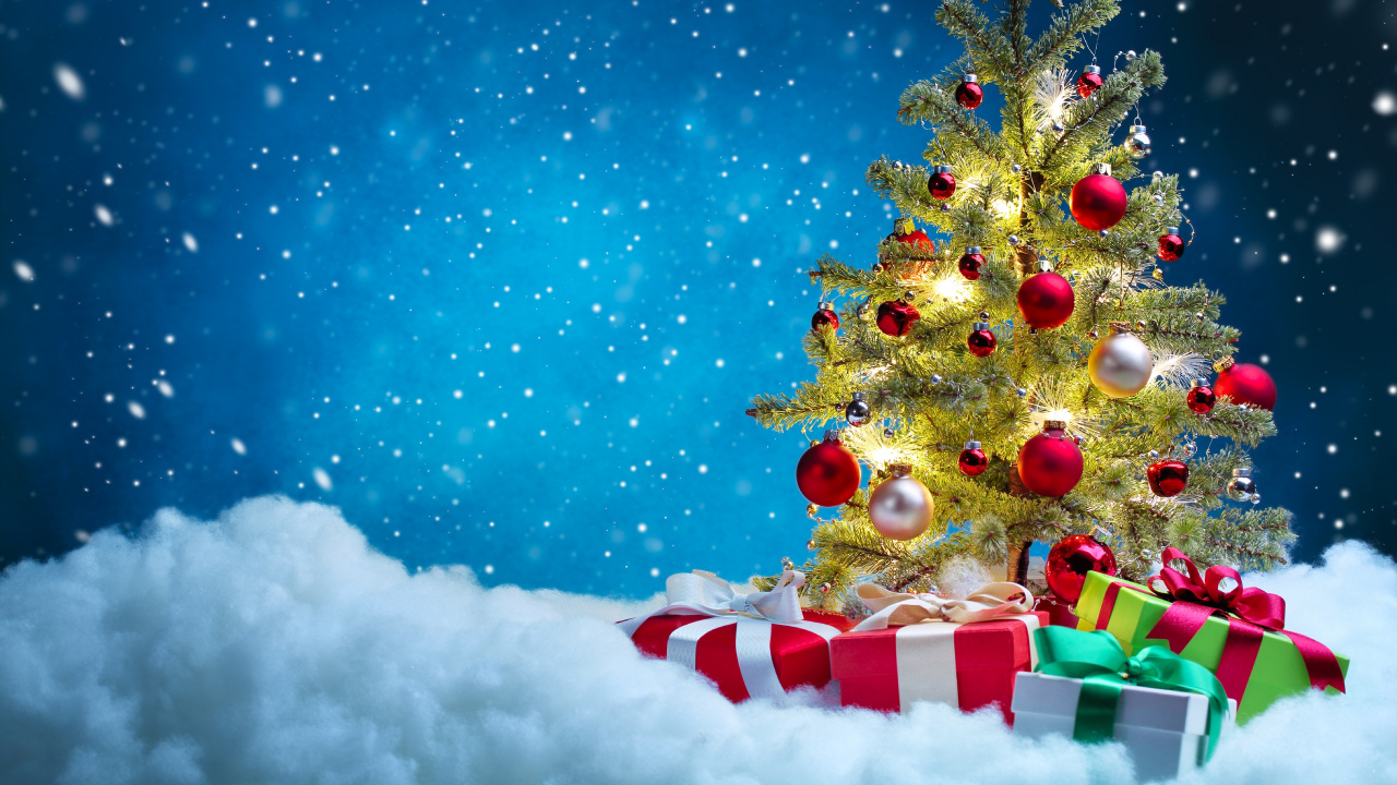 Обои елка, Рождество, Рождественские украшения, Сочельник, рождественский орнамент в разрешении 1280x720