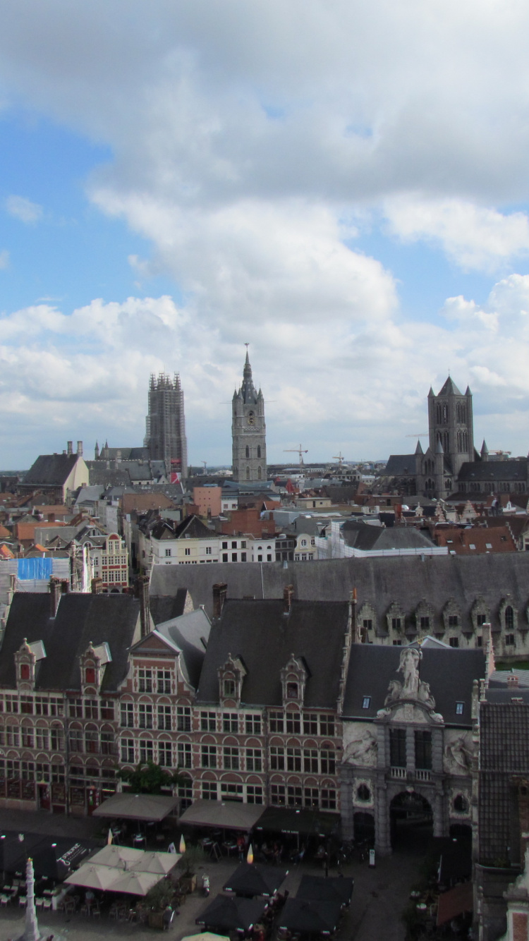 Обои гент, городской пейзаж, город, линия горизонта, метрополия в разрешении 750x1334