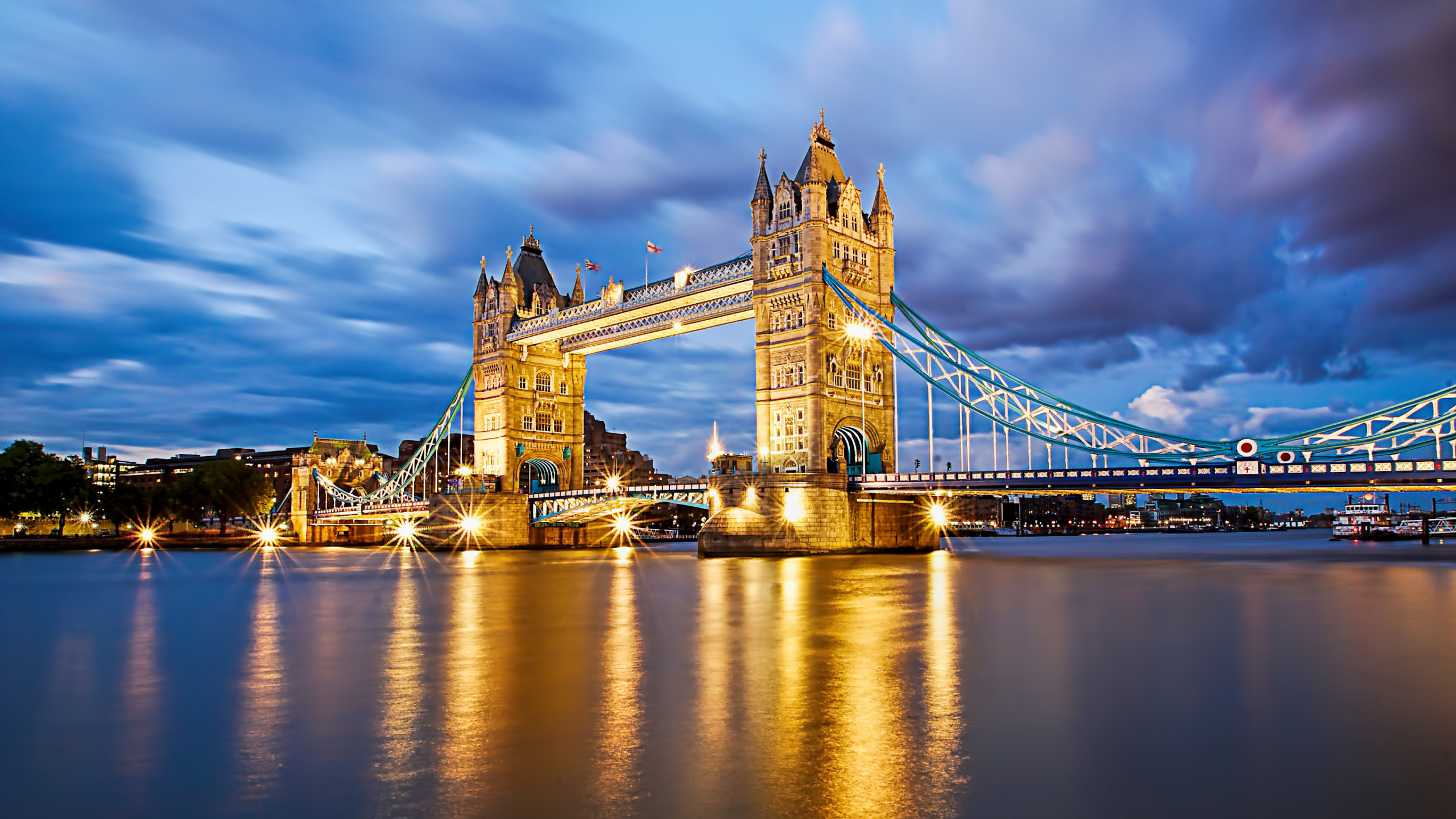 Обои тауэрский мост, река темза, лондонский мост, мост, ориентир в разрешении 2560x1440