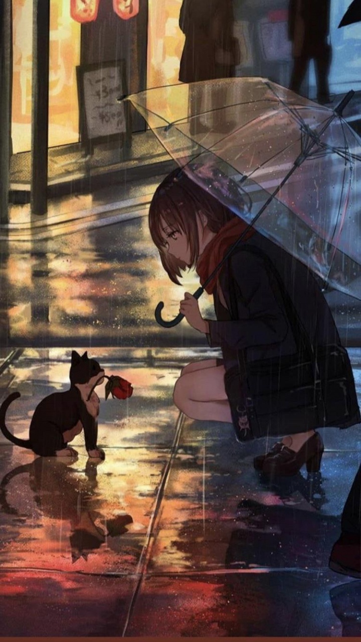 Обои аниме, мультфильм, арт, рукав, Кавайная в разрешении 720x1280