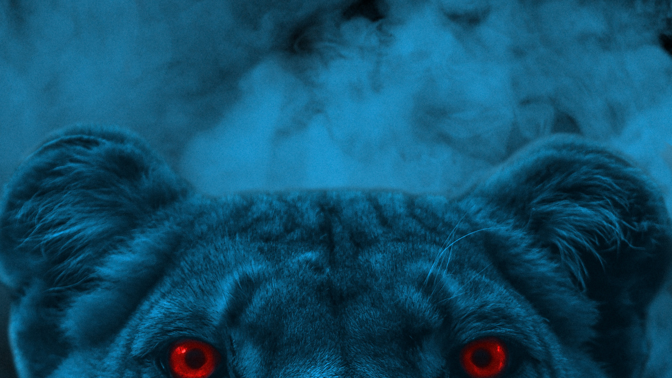 Обои Лев, кошачьих, лазурный, собака породы, датский дог в разрешении 1366x768