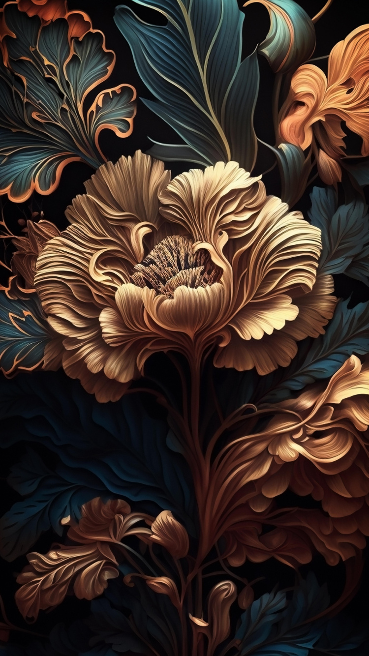 Обои темный винтаж, арт, живопись, артист, абстрактное искусство в разрешении 750x1334