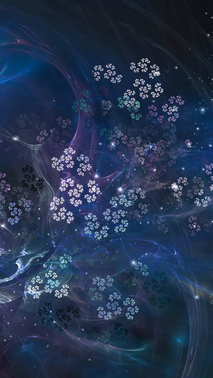 Обои цветок, синий, фрактальное искусство, атмосфера, космос в разрешении 720x1280