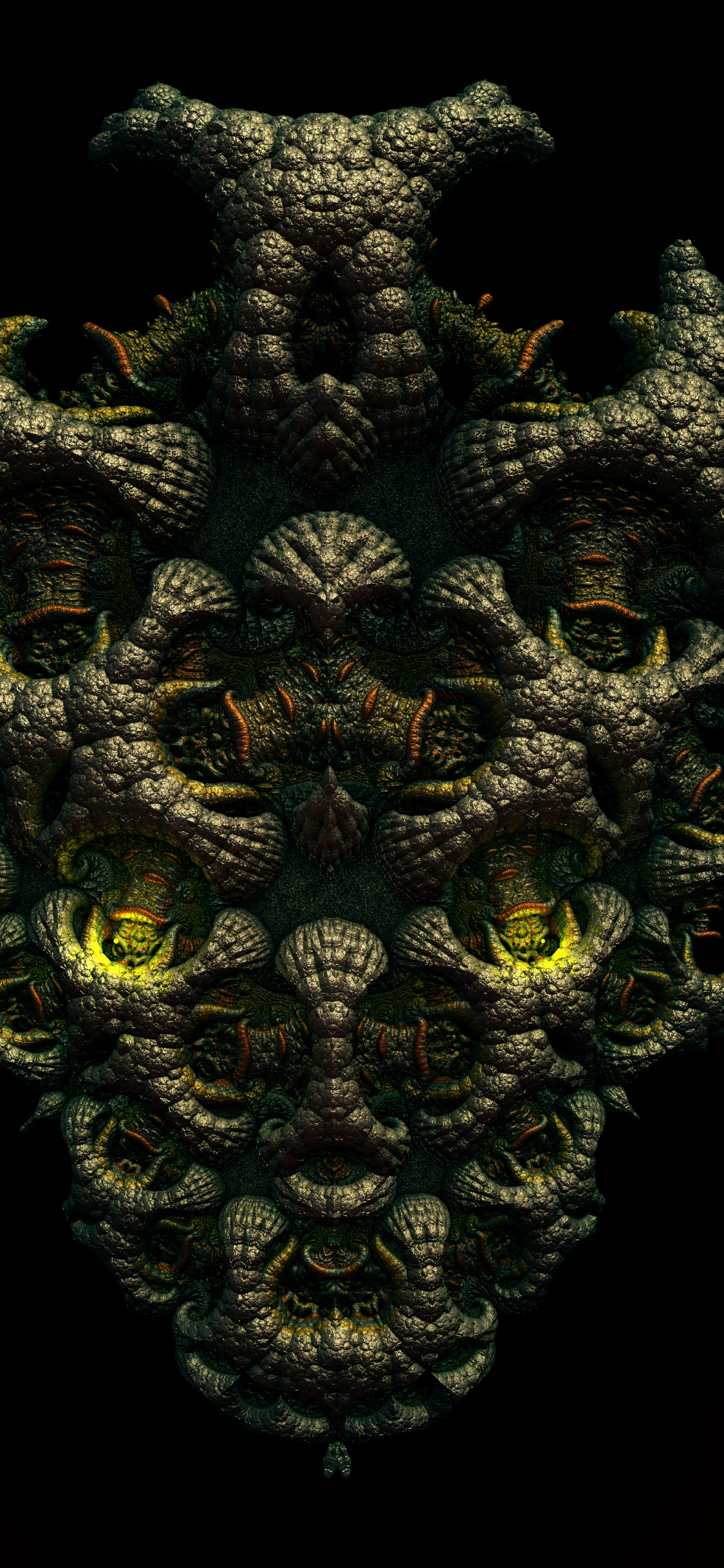 Обои арт, симметрия, визуальное искусство, фрактальное искусство, узор в разрешении 1125x2436