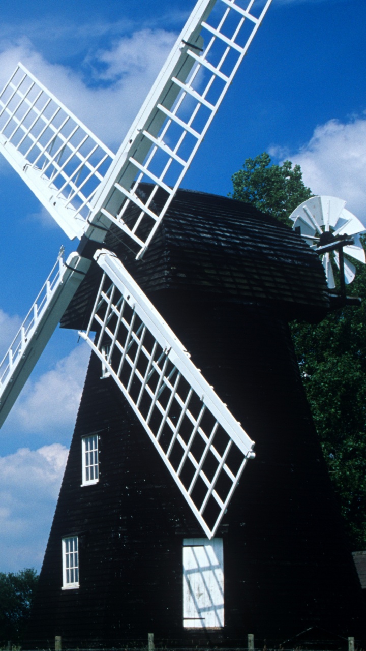 Обои ветряная мельница, облако, ветер, ветровая турбина, машина в разрешении 720x1280