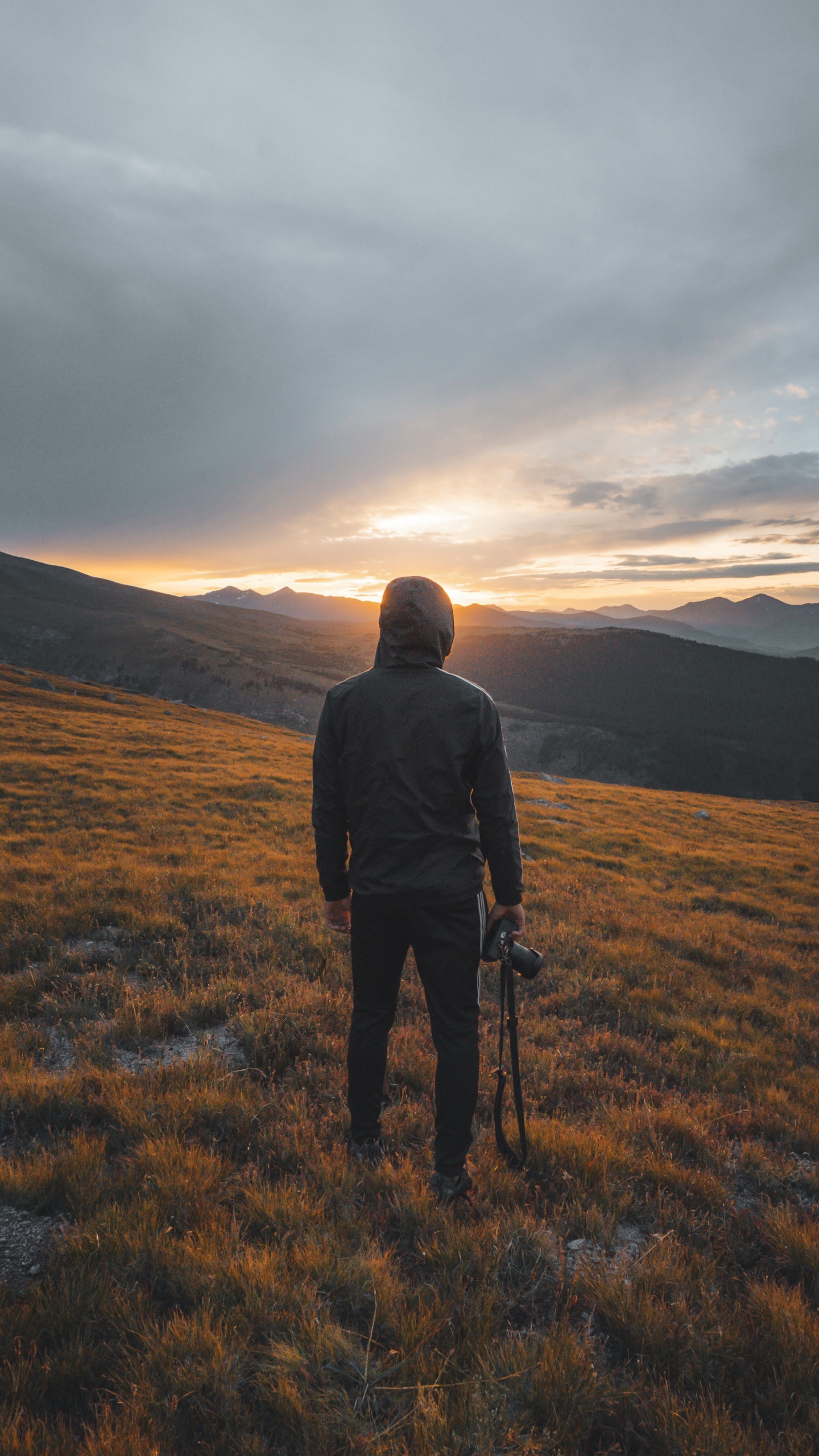 Обои облако, нагорье, холм, сенокосное угодье, горизонт в разрешении 1440x2560