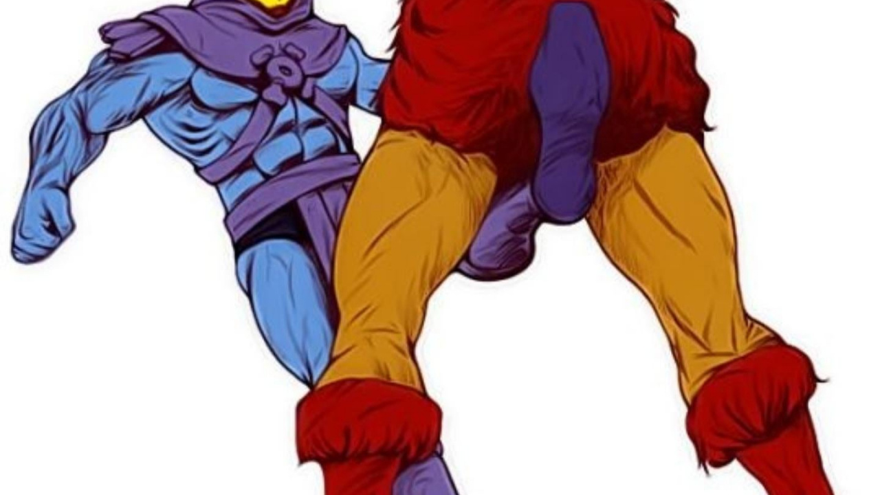 Обои смешной он мэн и скелетор, мачо, скелетор, супергерой, мультфильм в разрешении 1280x720