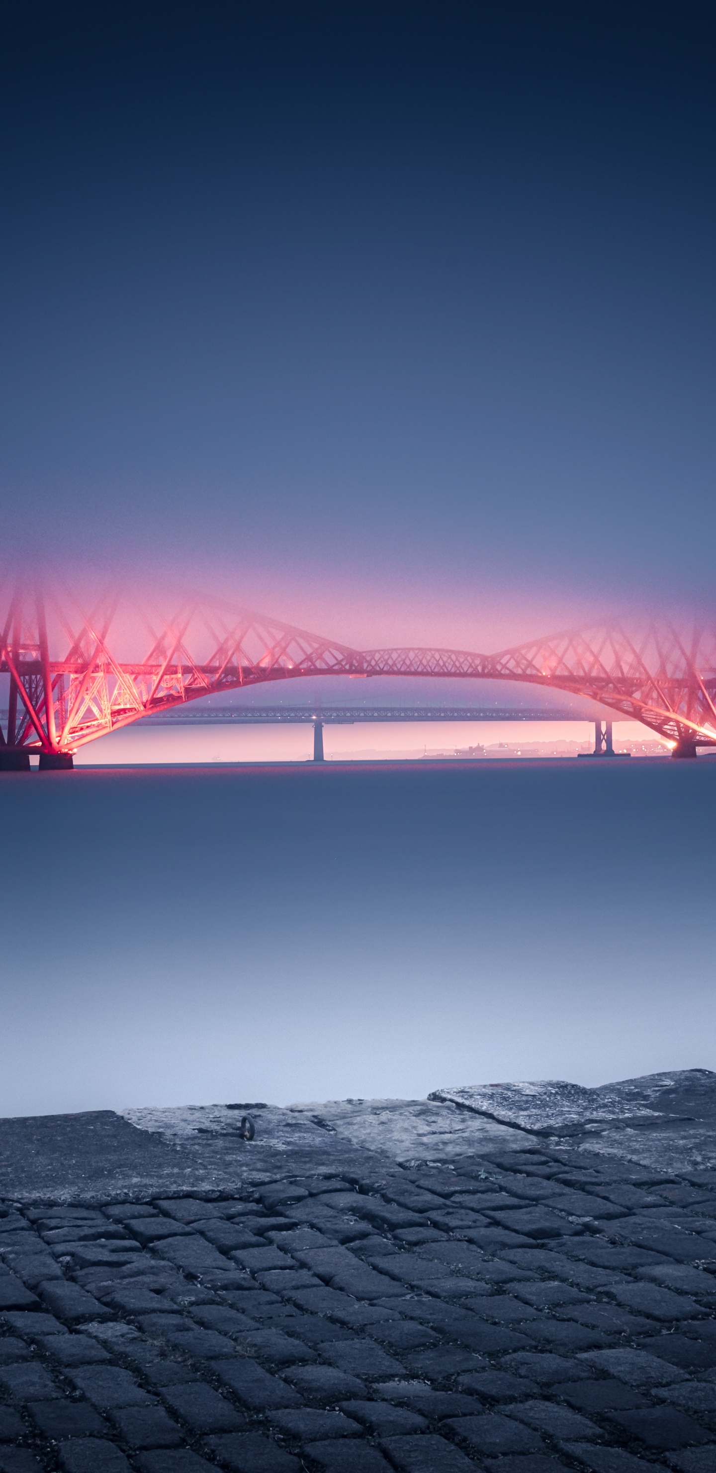 Обои вода, мост, ночь, свет, облако в разрешении 1440x2960