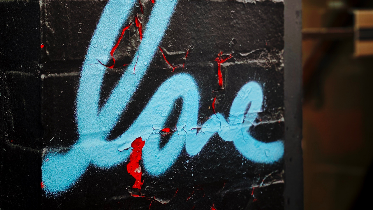 Обои графика, живопись, арт, синий, граффити в разрешении 1280x720