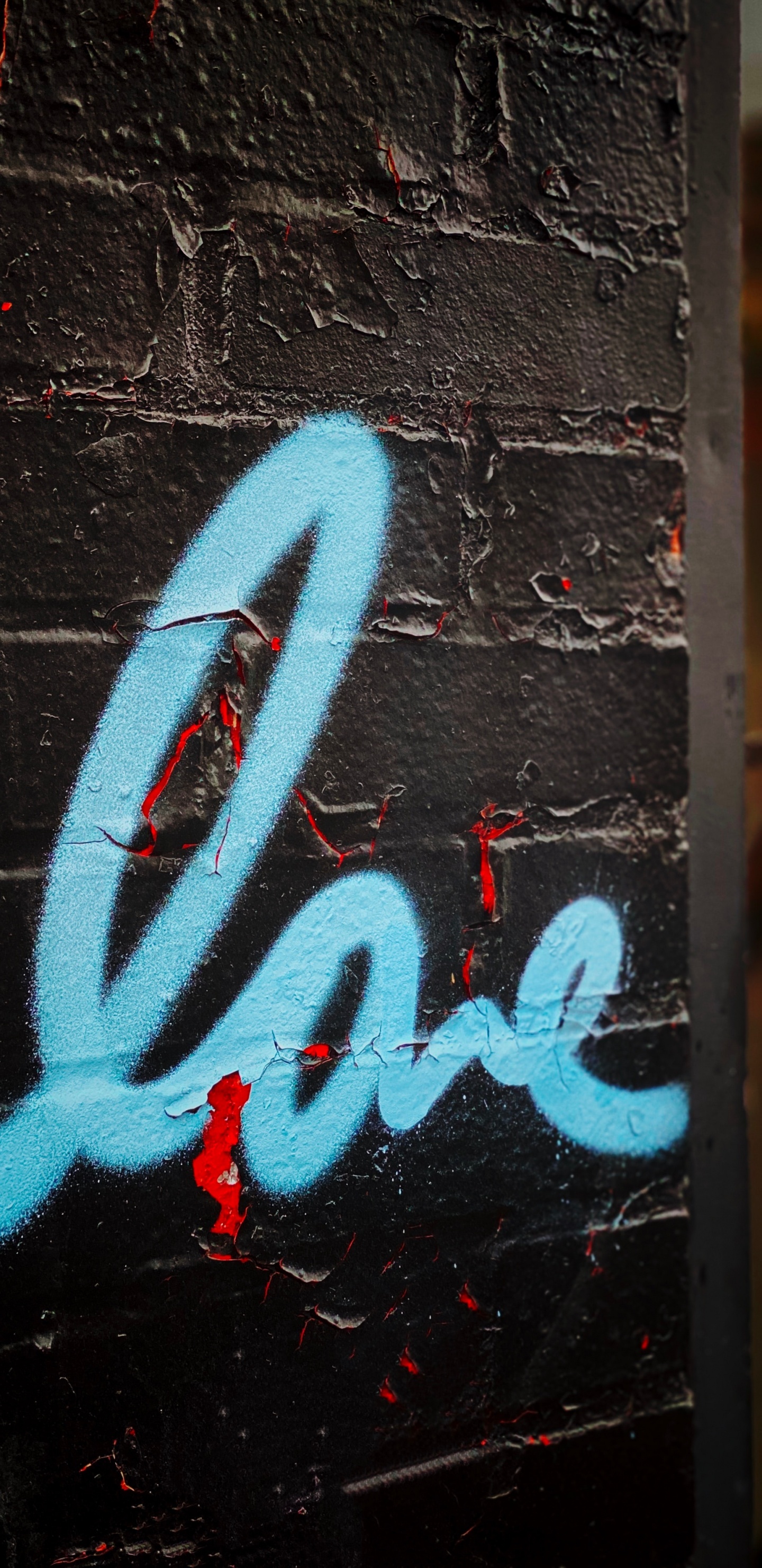 Обои графика, живопись, арт, синий, граффити в разрешении 1440x2960