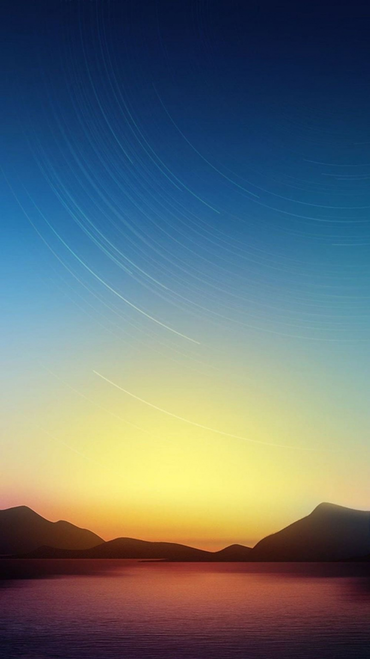 Обои синий, горизонт, послесвечение, облако, сумрак в разрешении 750x1334