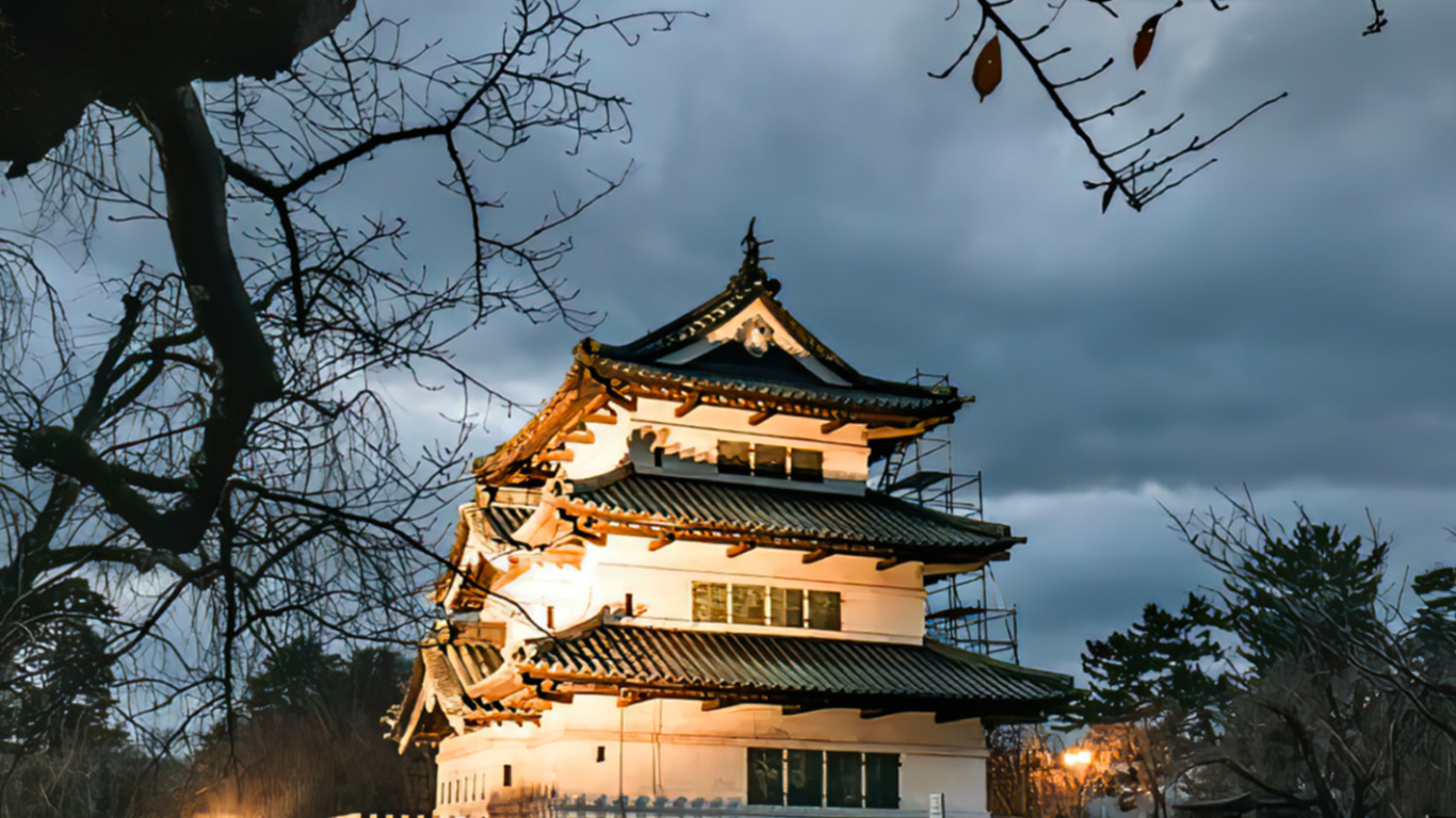 Обои биология, облако, растение, здание, природа в разрешении 1366x768