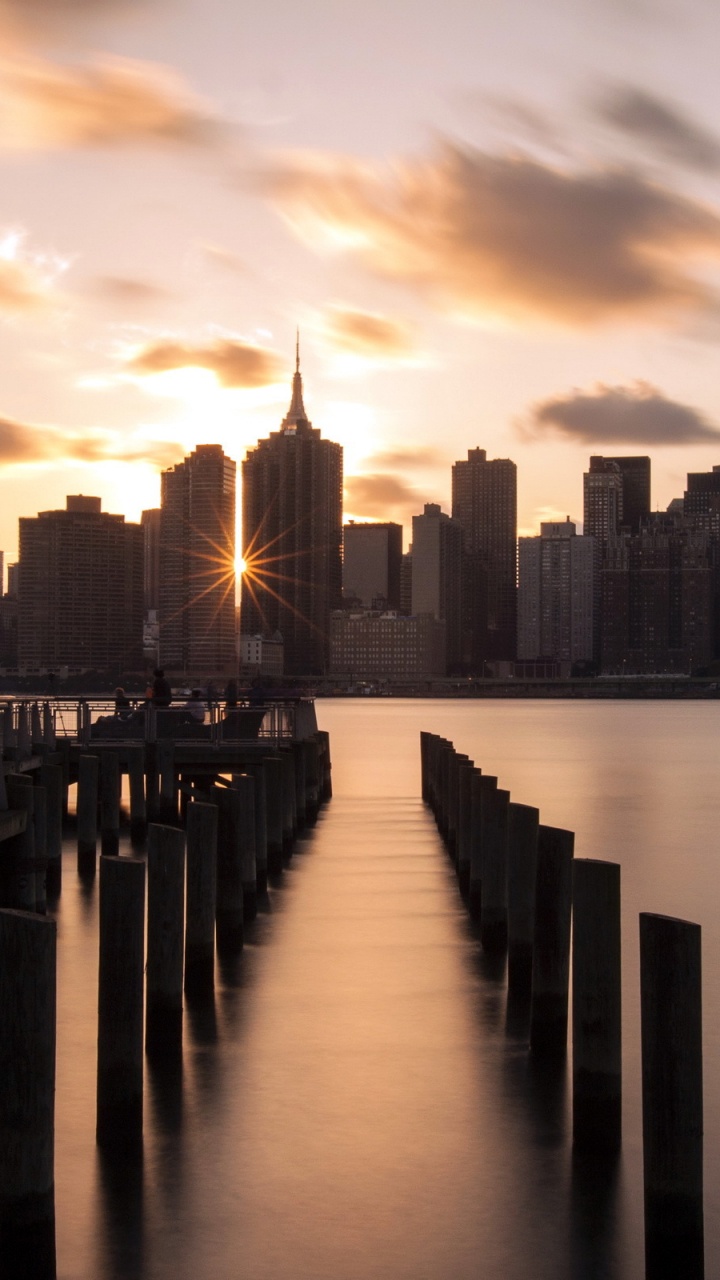 Обои Ист Ривер, городской пейзаж, город, линия горизонта, отражение в разрешении 720x1280