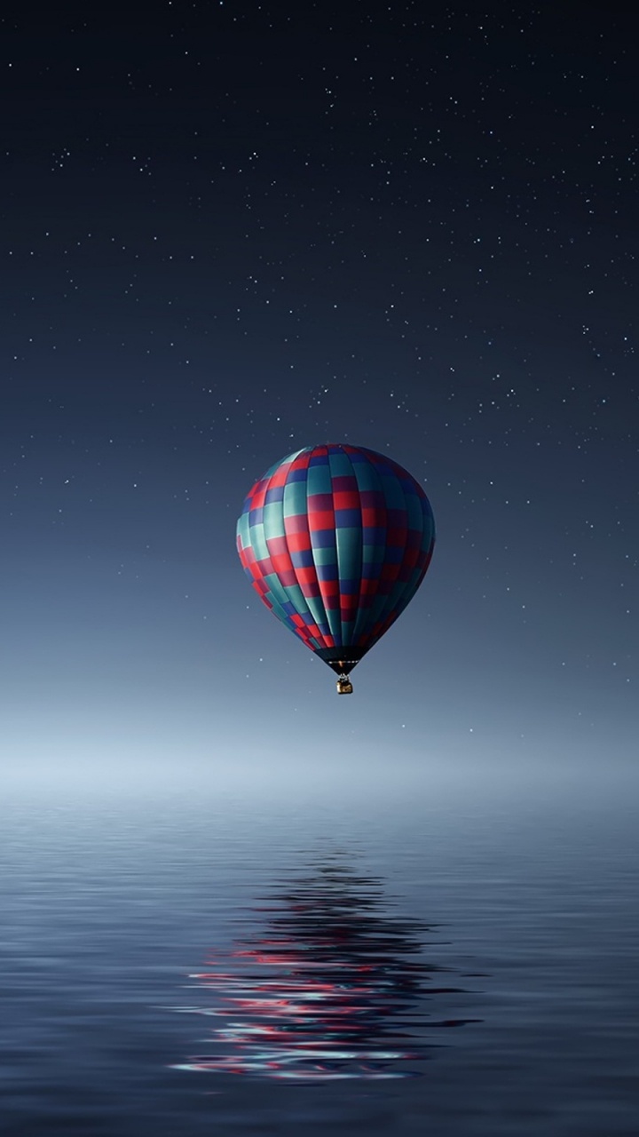 Обои полеты на воздушном шаре, атмосфера, воздушный шар, вода, горизонт в разрешении 720x1280