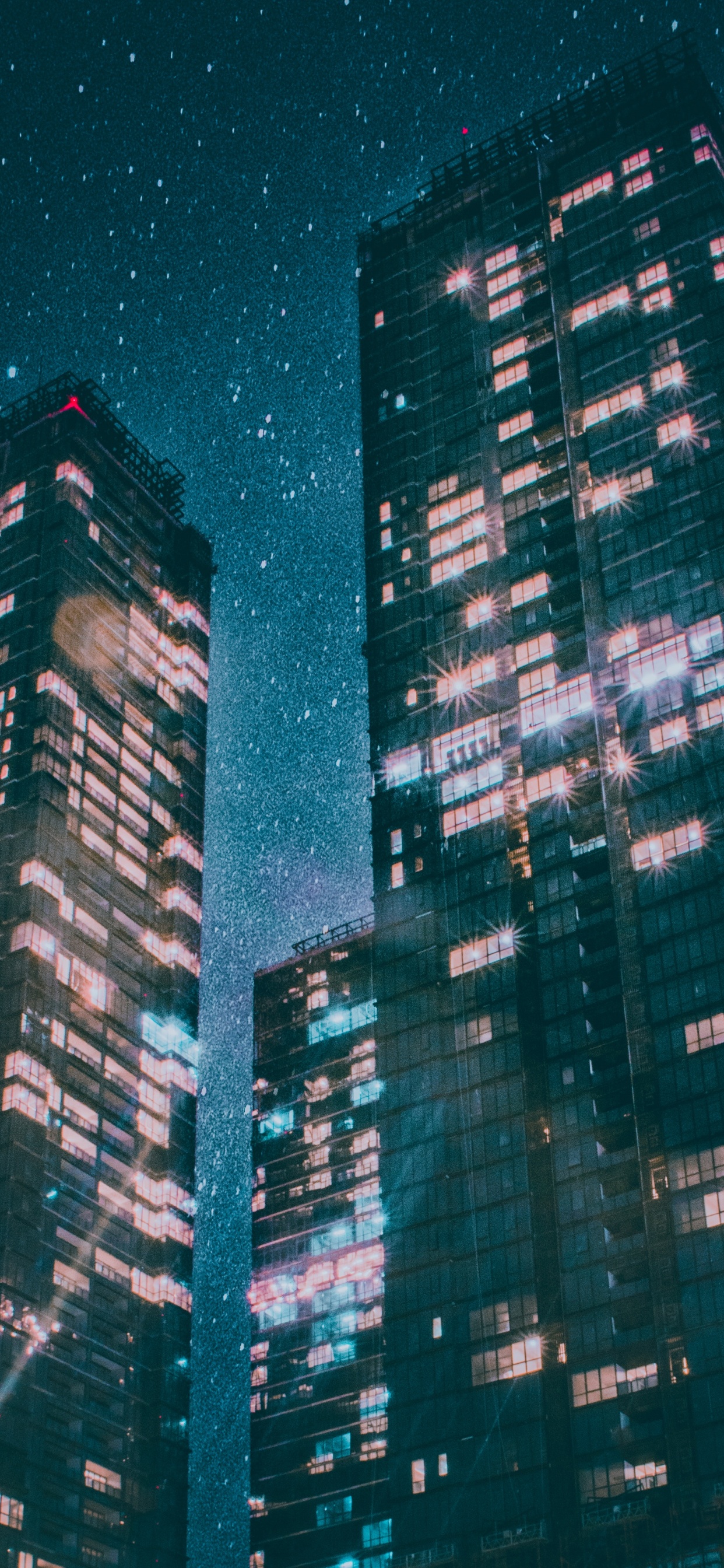 Обои здание, ночь, метрополия, город, городской район в разрешении 1242x2688