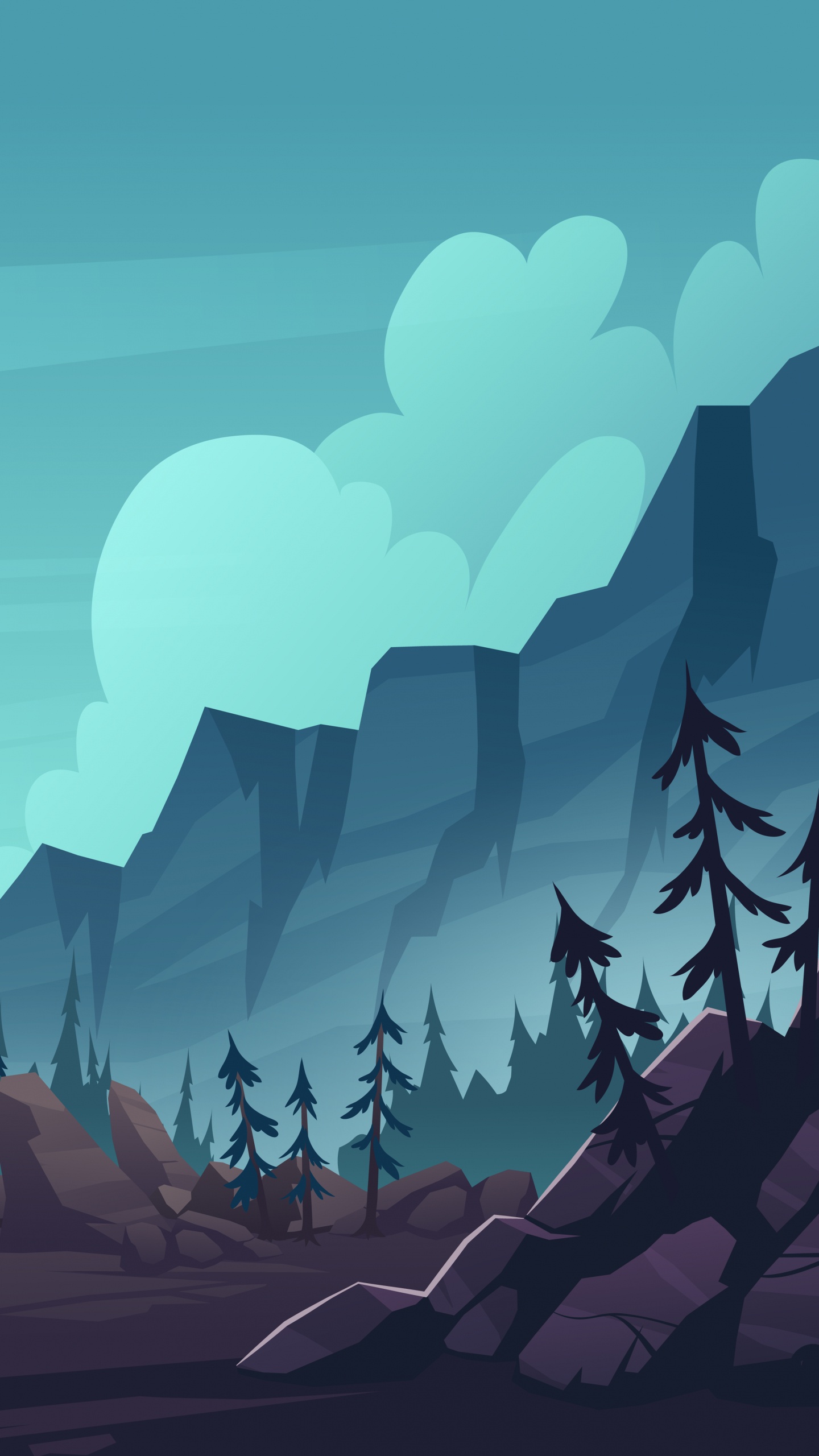 Обои пейзаж иллюстрация скала, иллюстрация, векторная графика, иллюстрации, пейзаж в разрешении 1440x2560