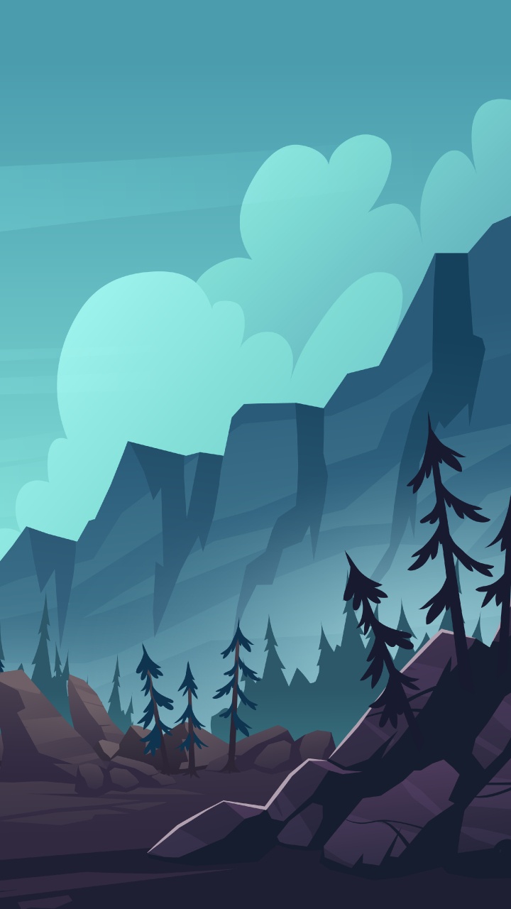 Обои пейзаж иллюстрация скала, иллюстрация, векторная графика, иллюстрации, пейзаж в разрешении 720x1280