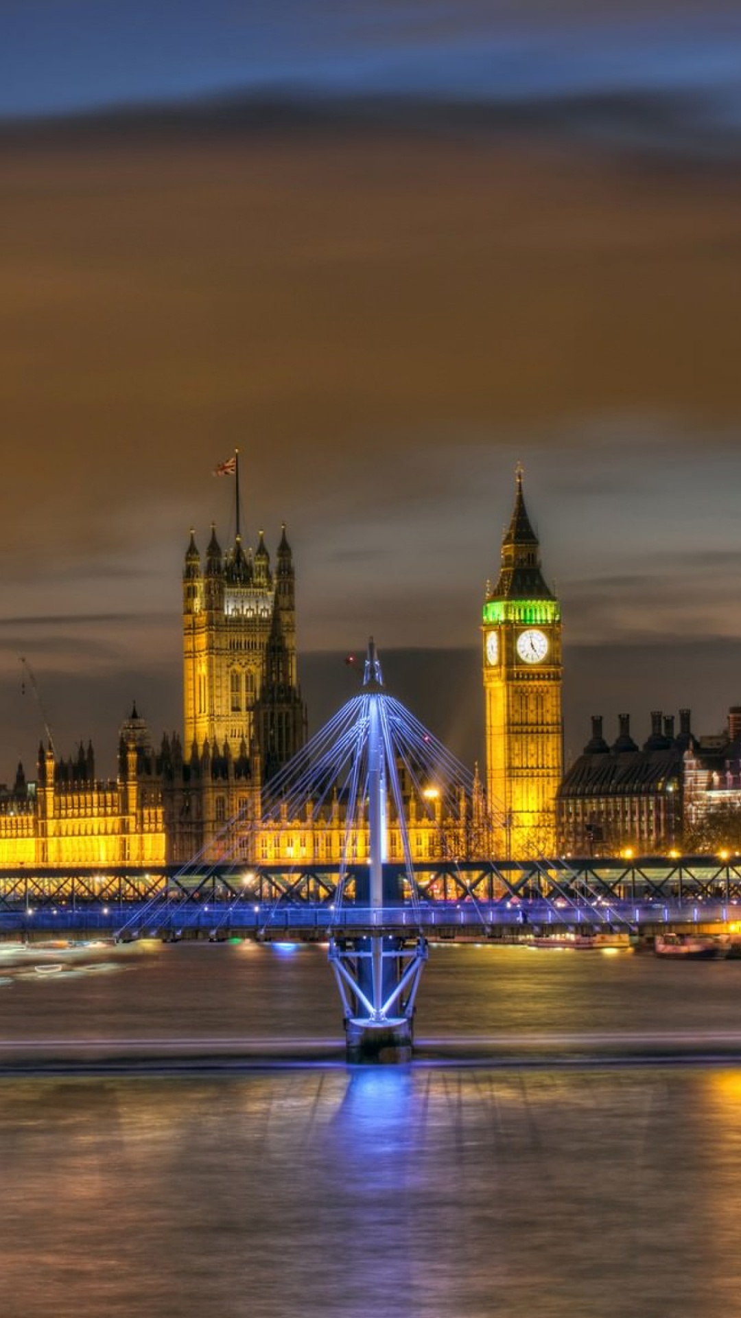 Обои река темза, ночь, ориентир, город, городской пейзаж в разрешении 1080x1920