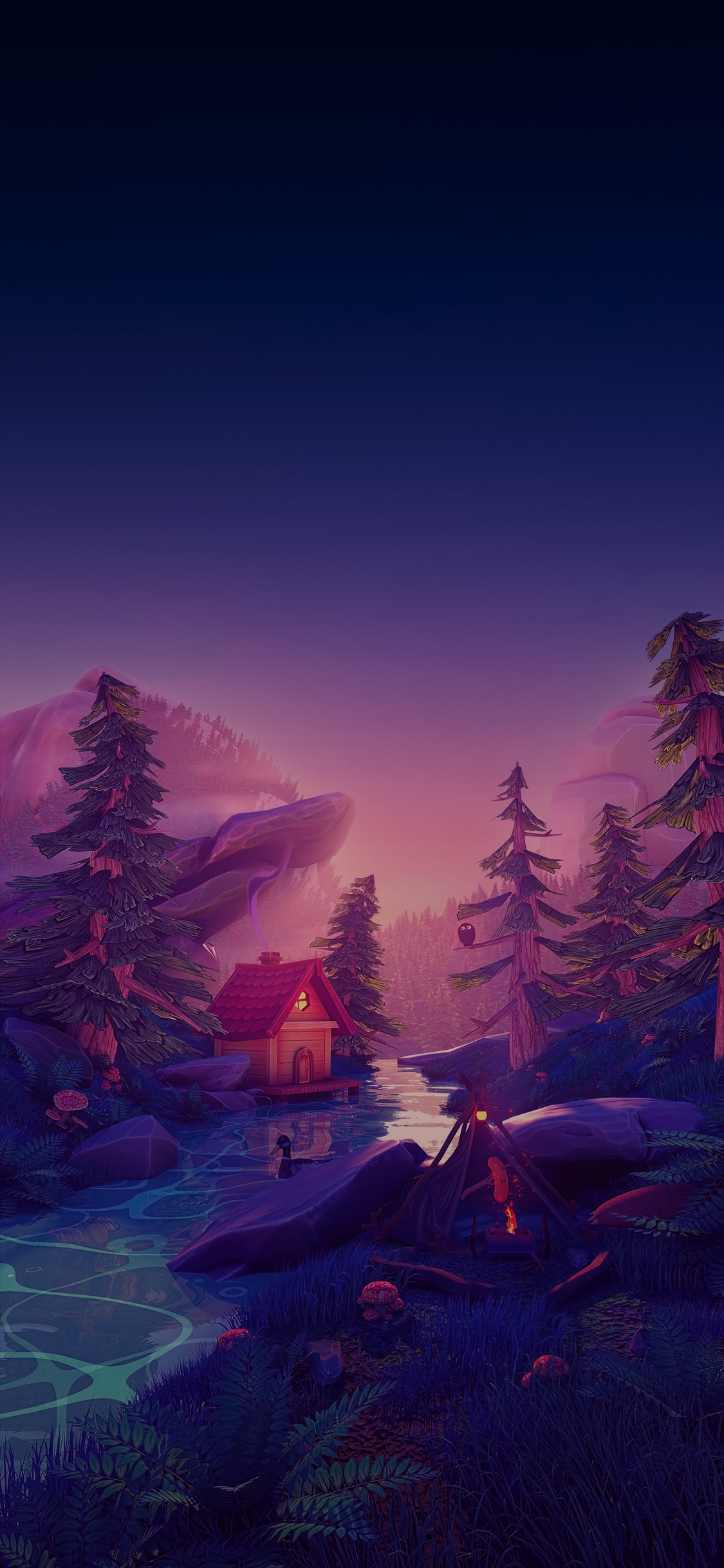 Обои арт, атмосфера, растение, природный ландшафт, дерево в разрешении 1125x2436