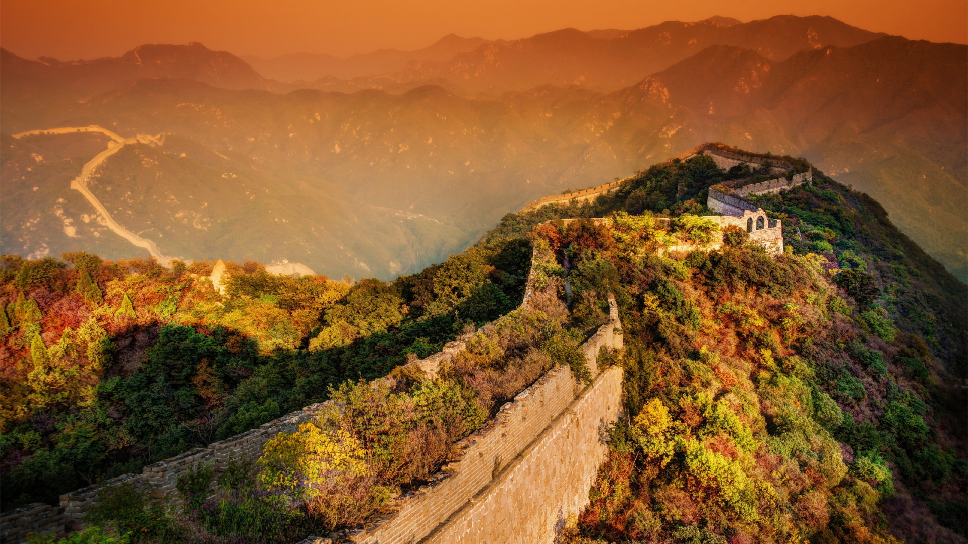Обои великая Китайская стена, природа, горный рельеф, гора, холм в разрешении 1920x1080