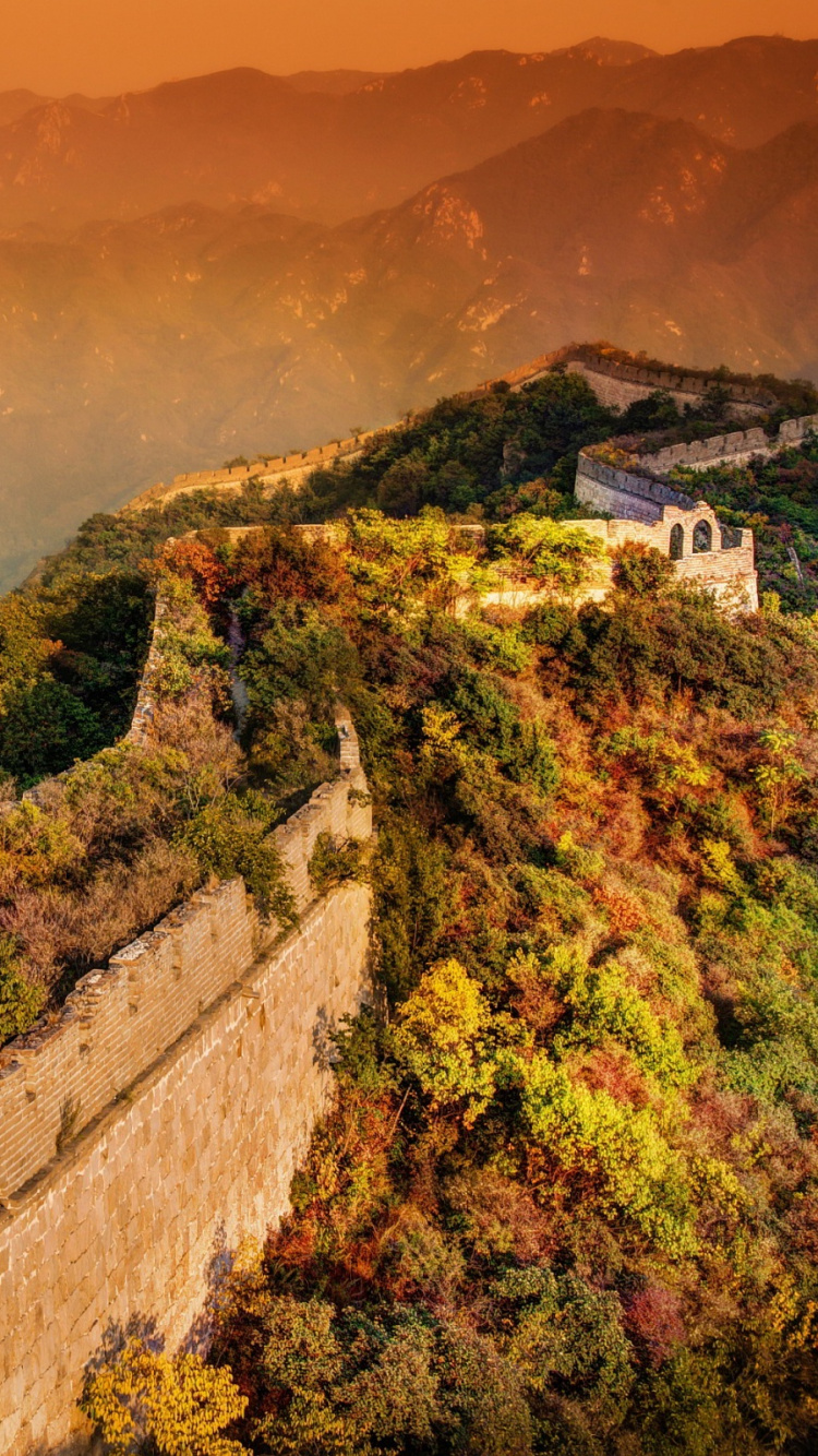 Обои великая Китайская стена, природа, горный рельеф, гора, холм в разрешении 750x1334