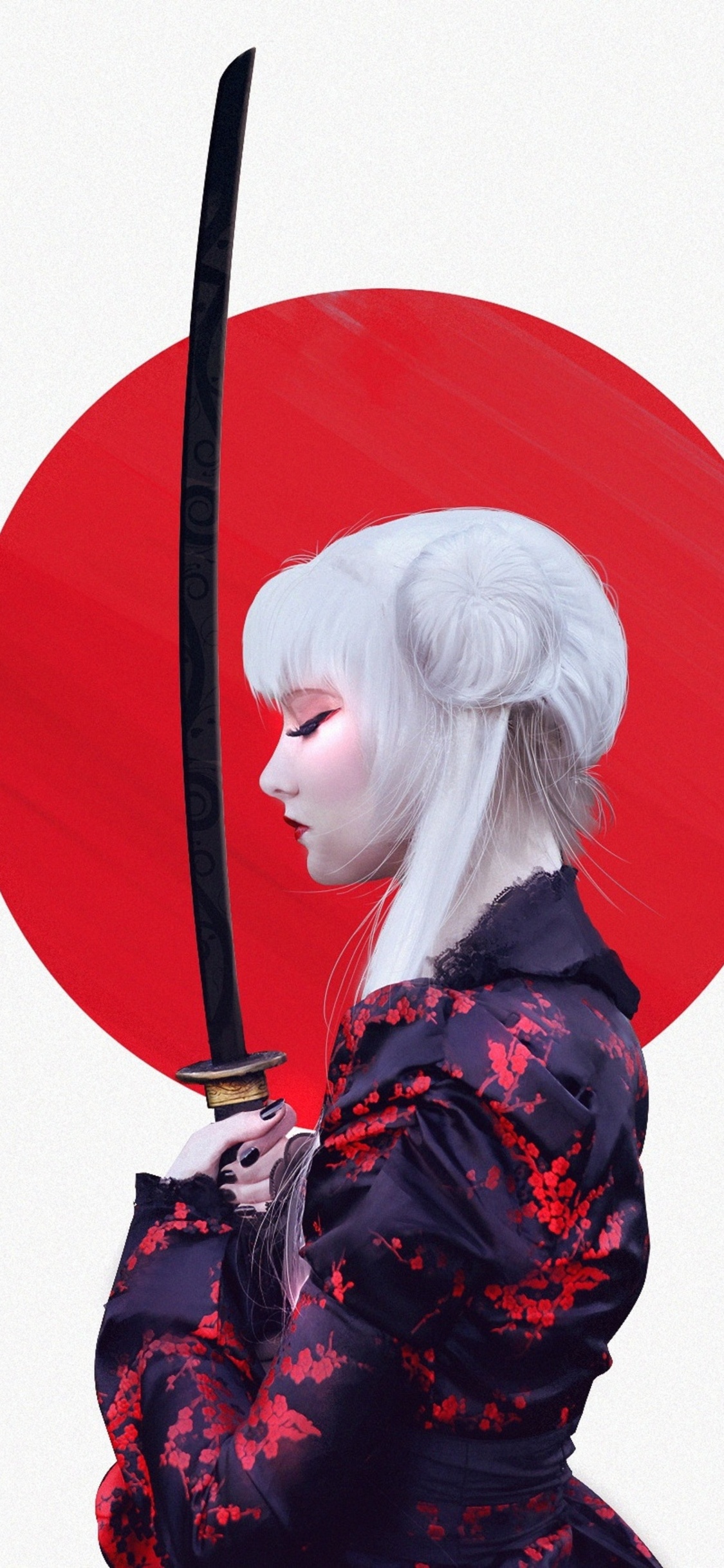 Обои самурай девушка, онна-муша, Самурай, аниме, аниме арт в разрешении 1125x2436