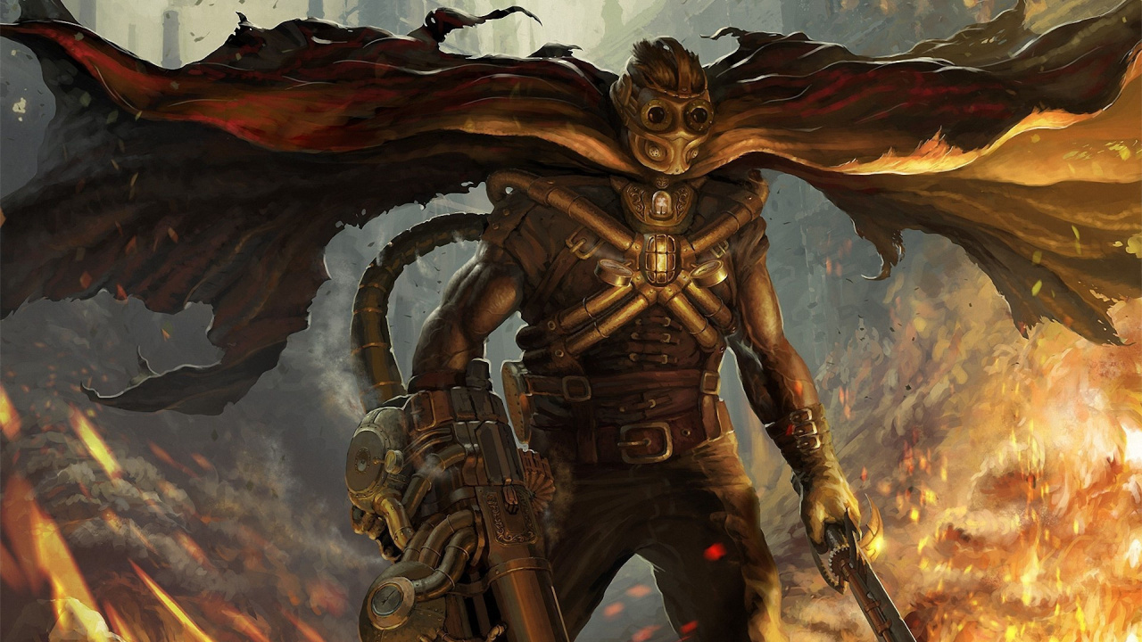 Обои стимпанк, арт, произведение искусства, демон, мифология в разрешении 1280x720