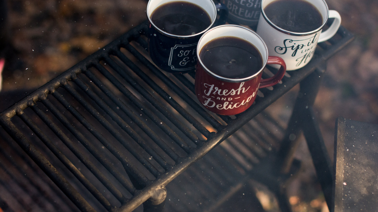 Обои Кемпинг, кофейная чашка, пиво, туризм, кофе в разрешении 1280x720