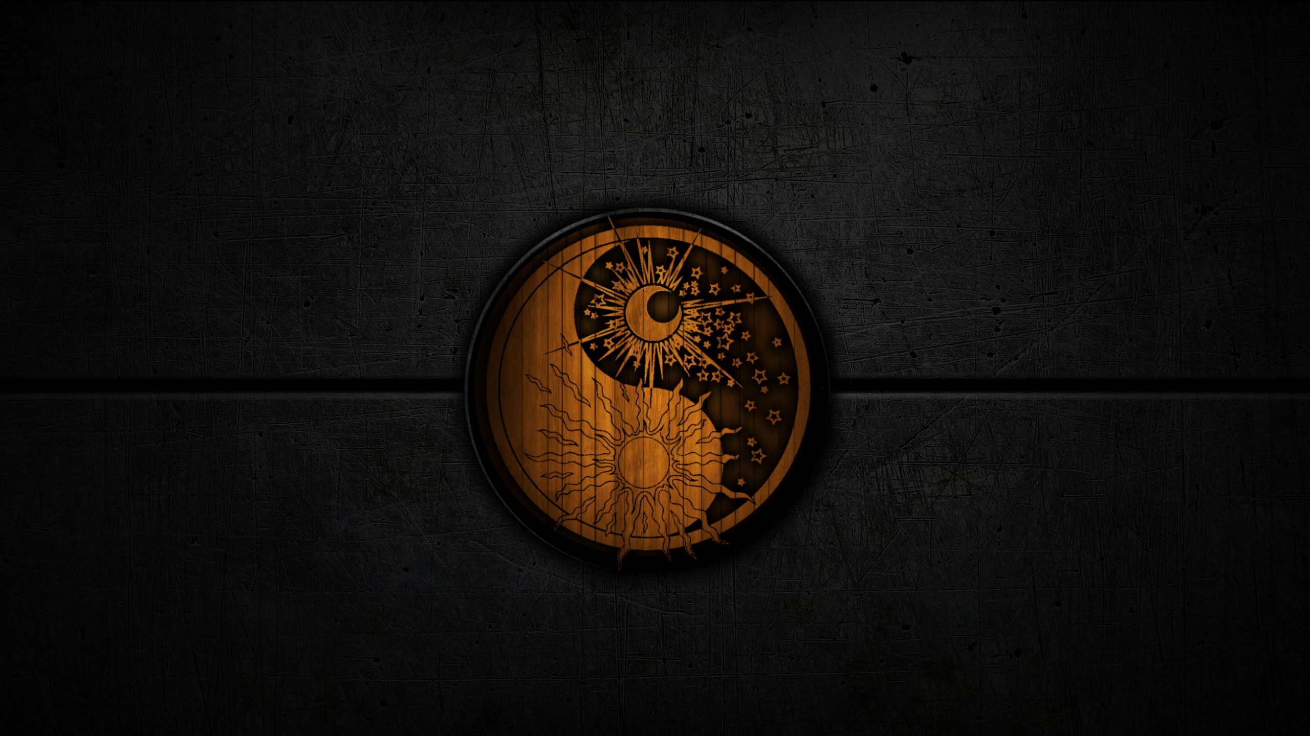 Обои крупный план, лого, круг, символ в разрешении 2560x1440