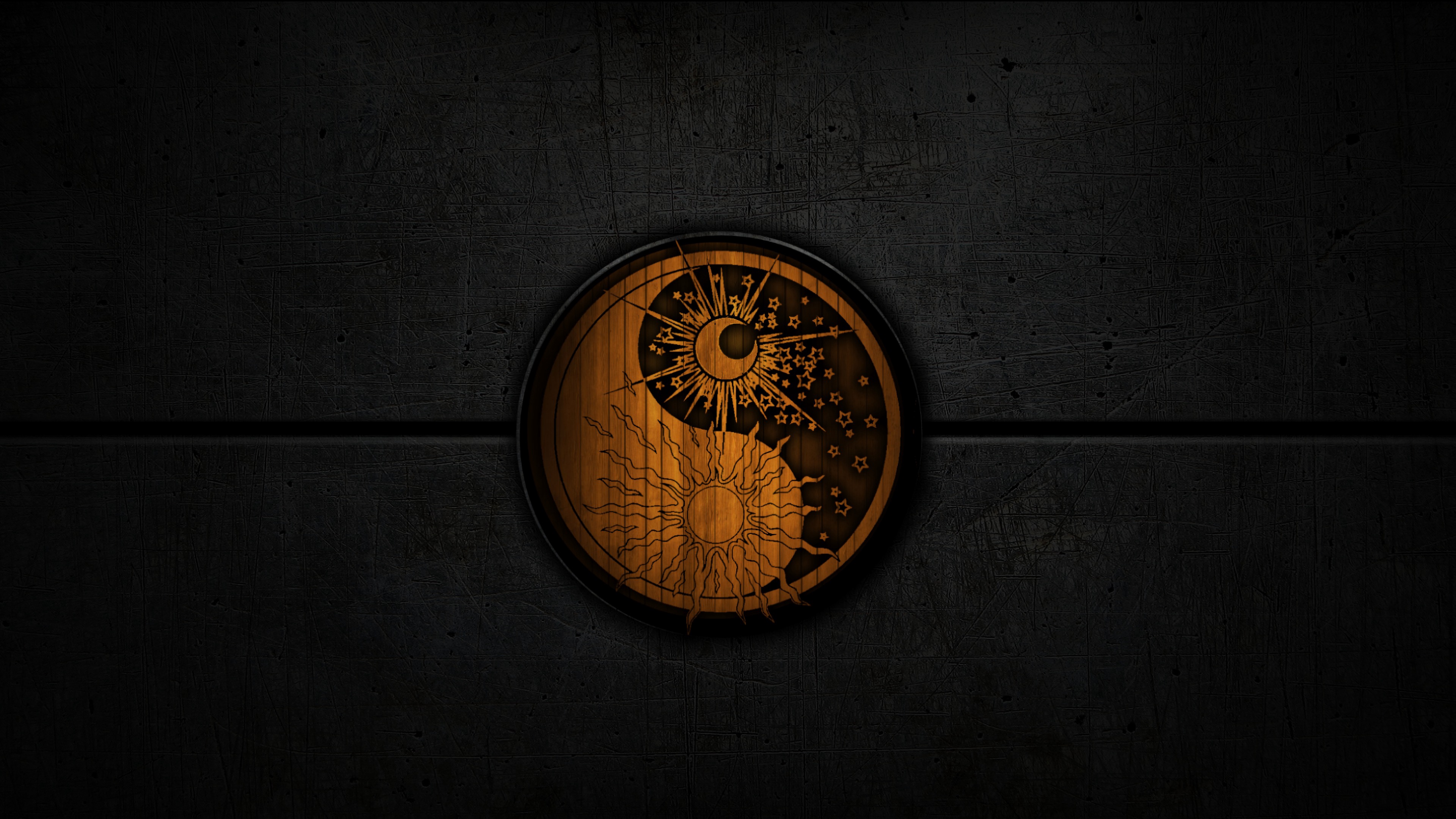 Обои крупный план, лого, круг, символ в разрешении 3840x2160